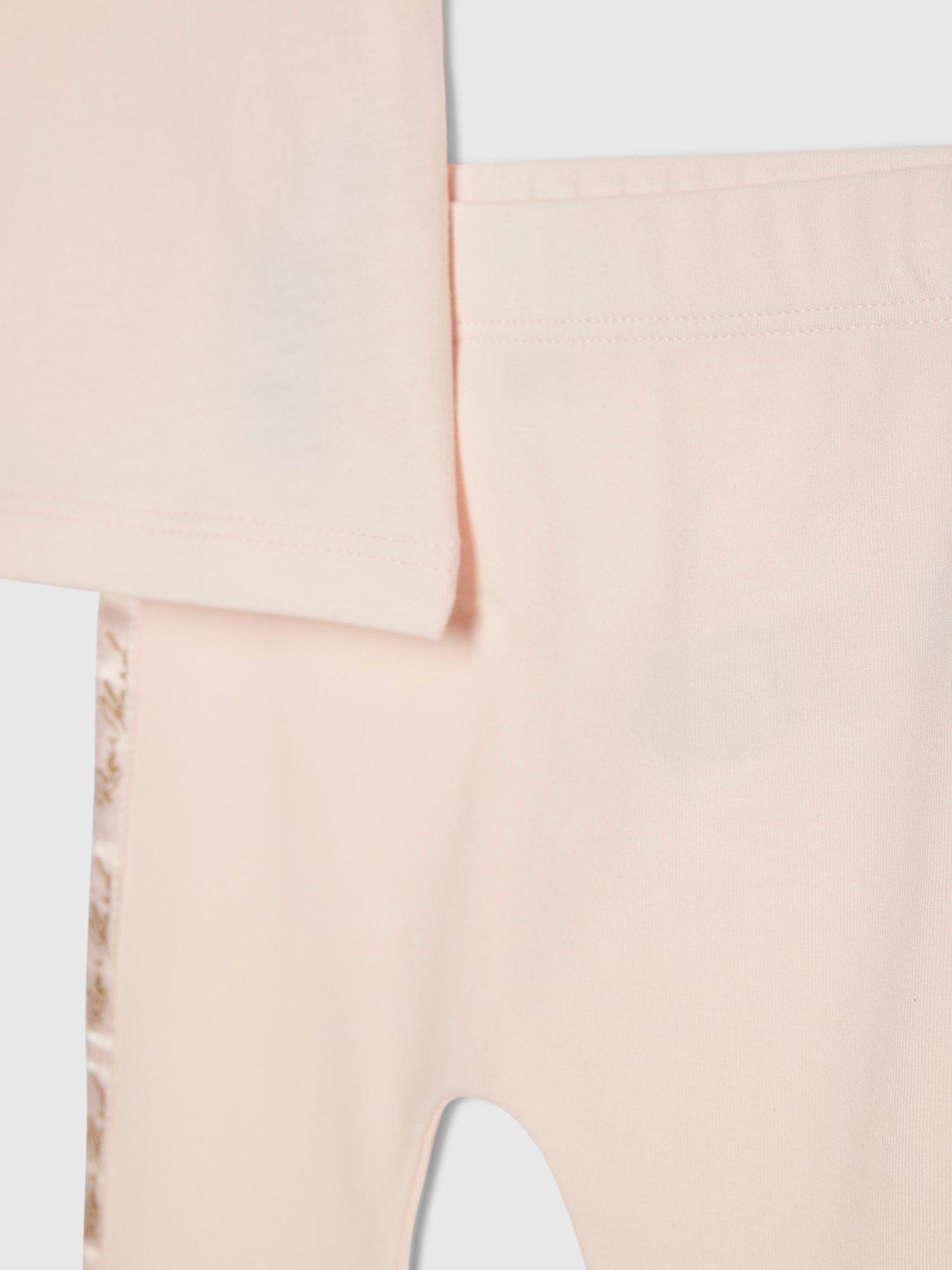 Image 4 of 5 of River Island Baby Bg Short Sleeve Satin Bow T-Shirt Set - Pink