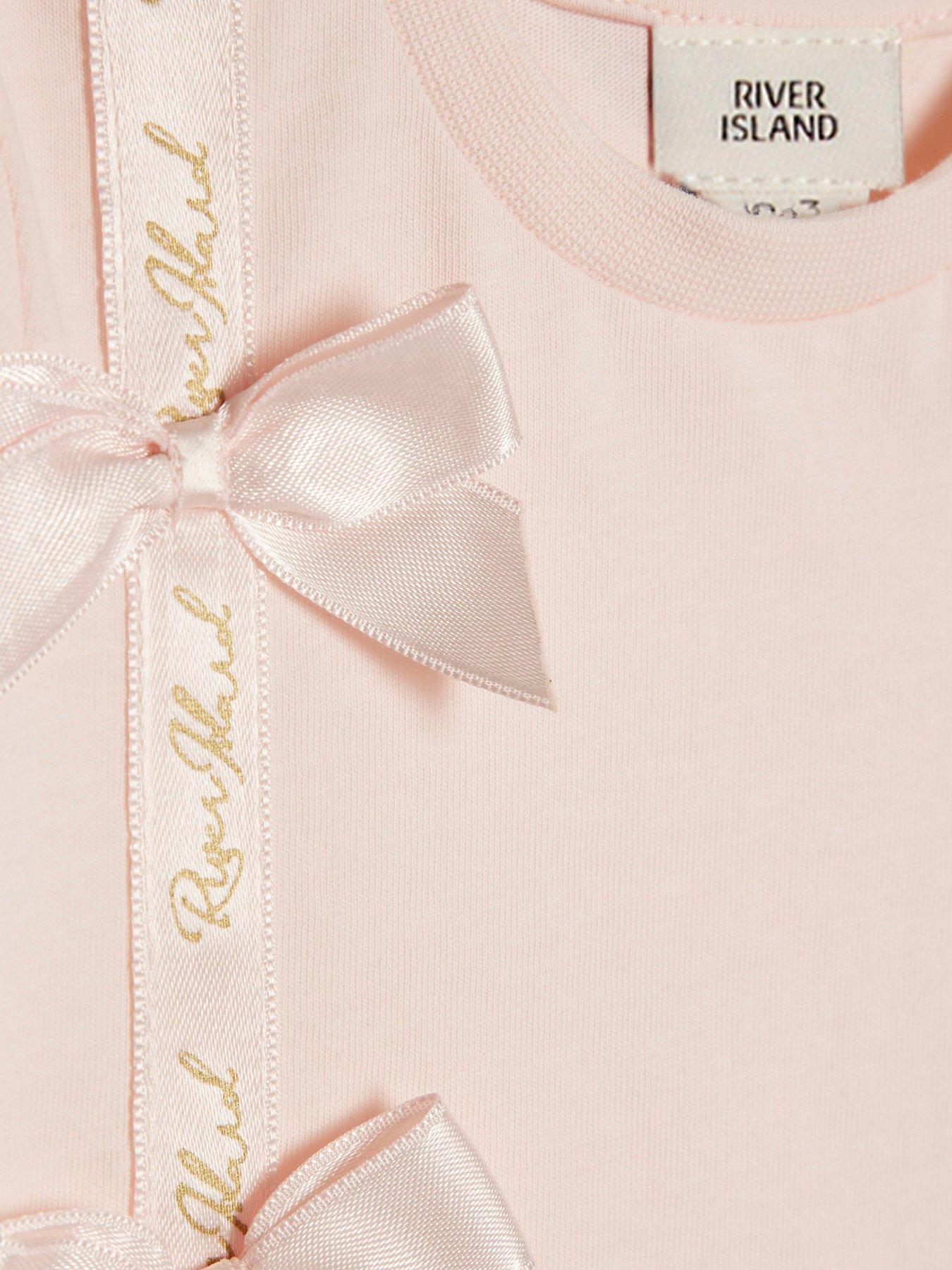 Image 5 of 5 of River Island Baby Bg Short Sleeve Satin Bow T-Shirt Set - Pink