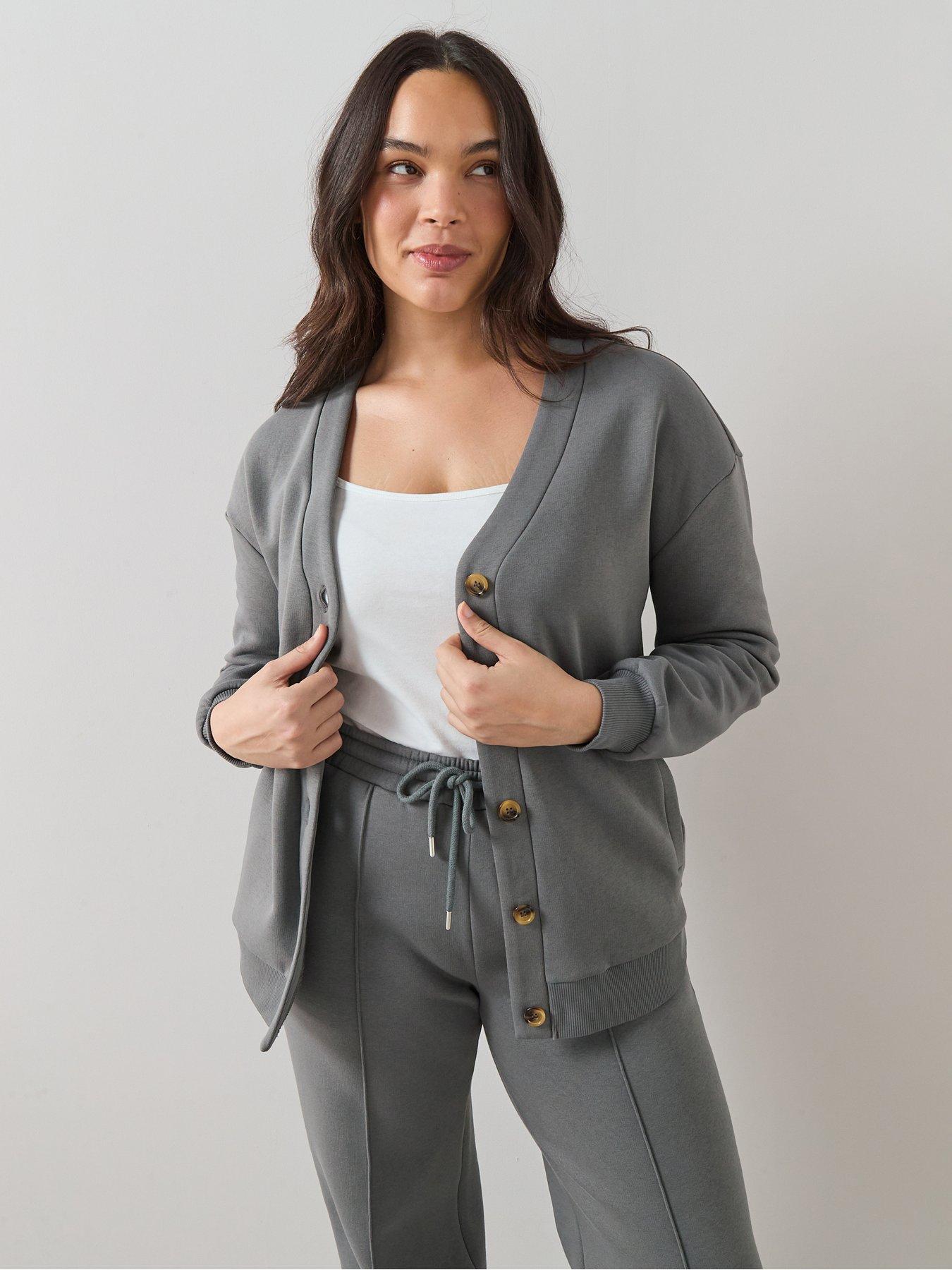 The Very Collection Curve Button Longline Cardigan - Dark Grey