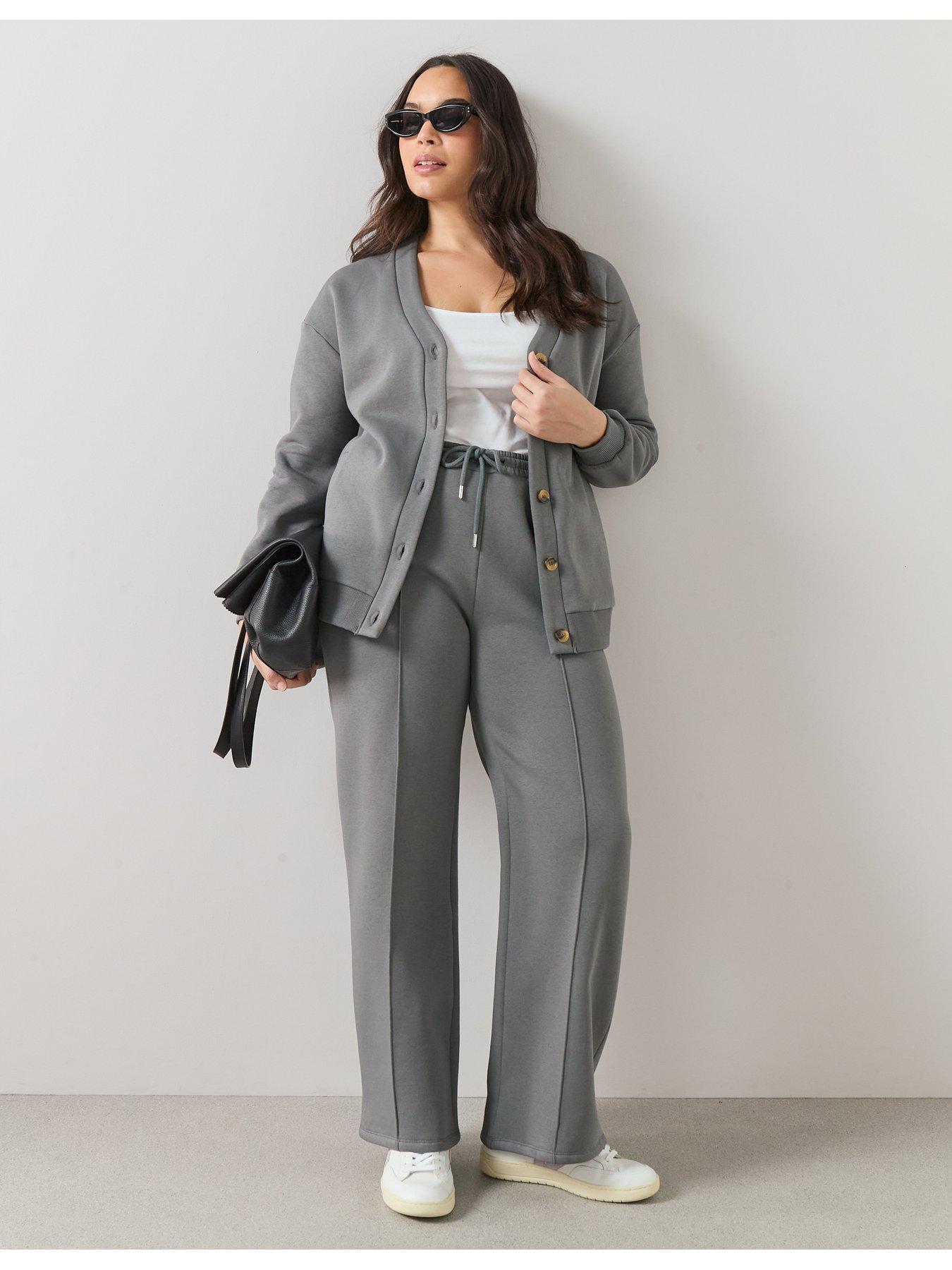 Image 1 of 6 of The Very Collection Curve Wide Leg Jogger - Dark Grey