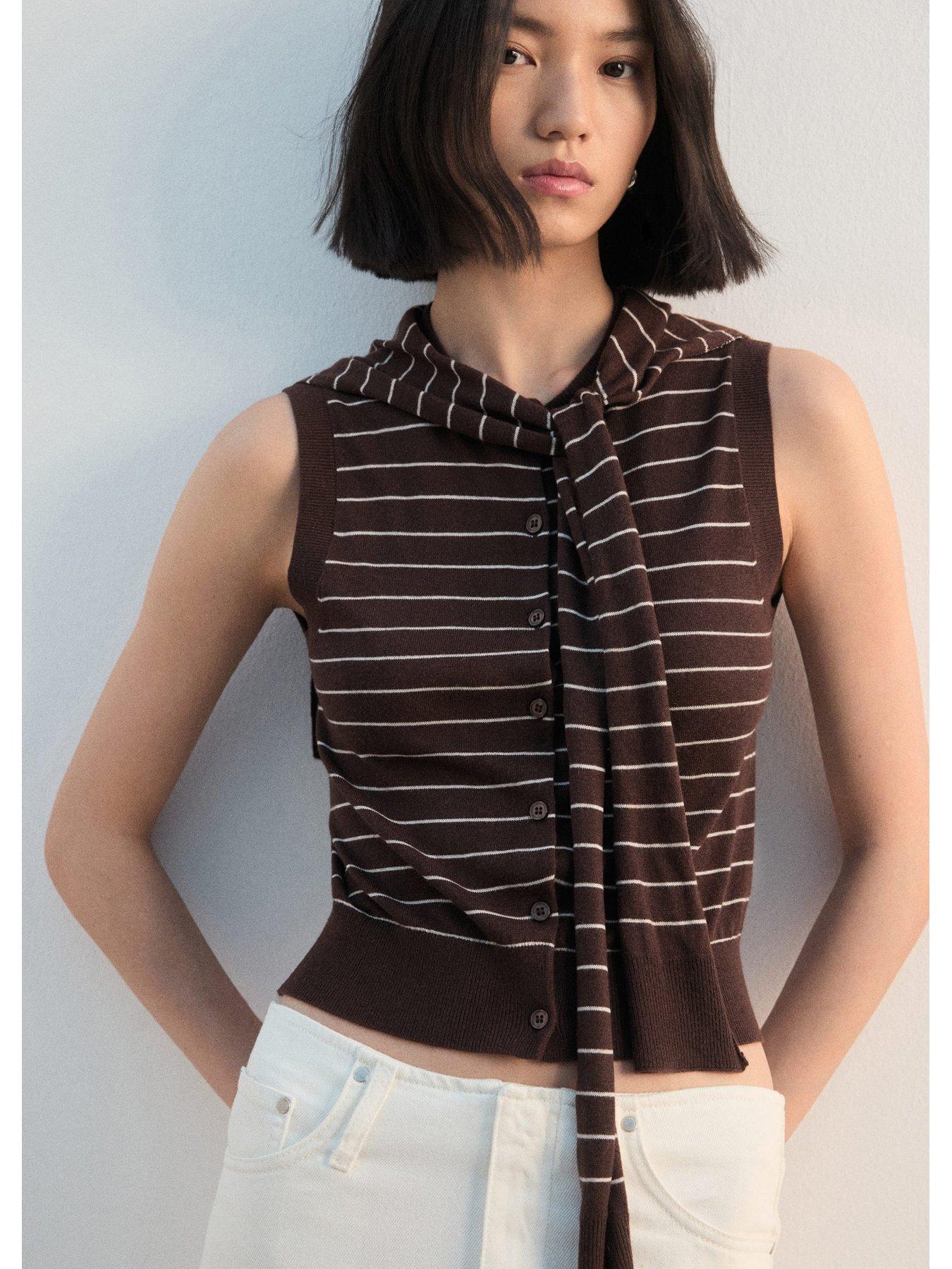 Mango Jersey Knit Waistcoat - Brown