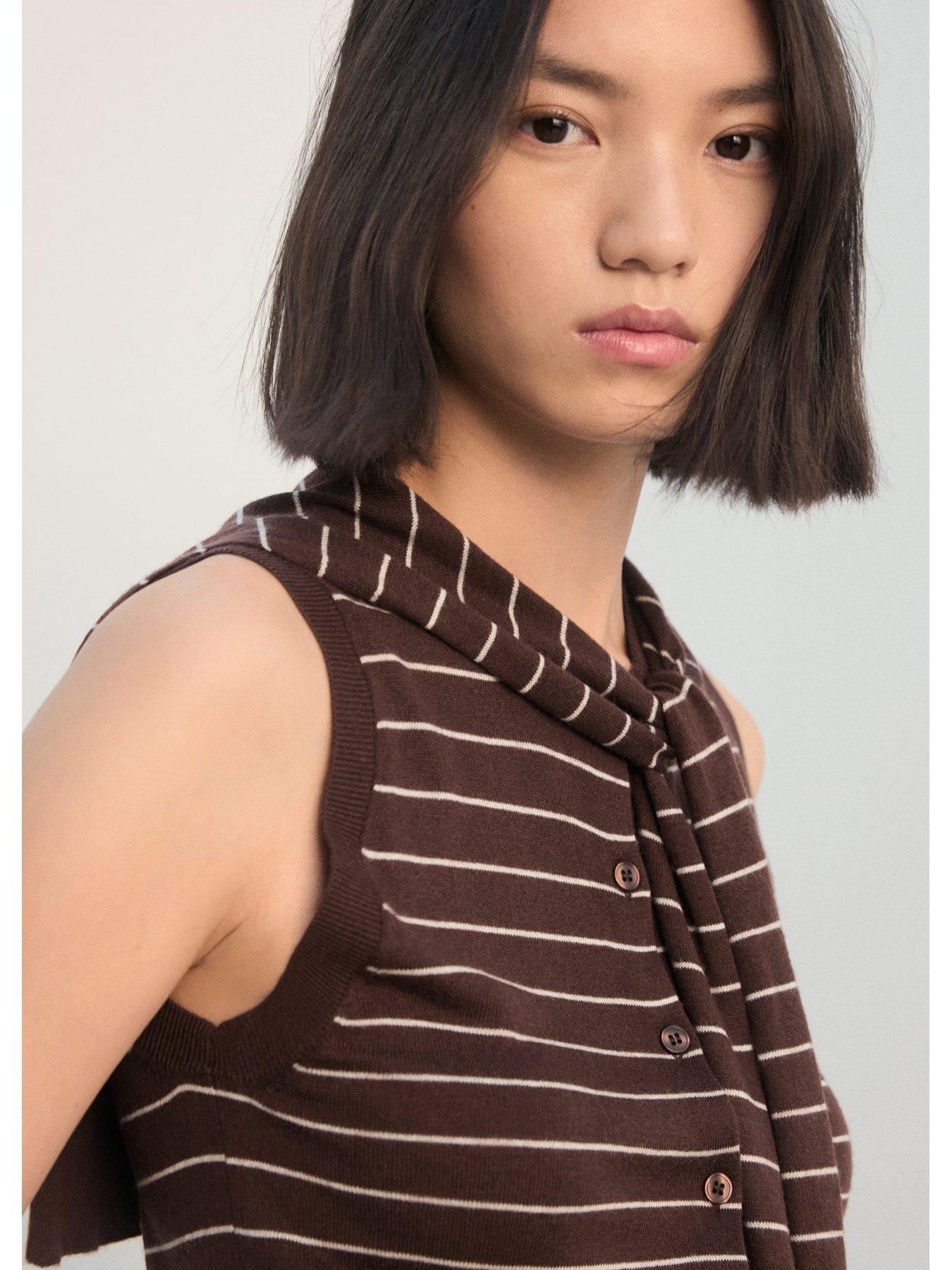 Image 4 of 7 of Mango Jersey-knit Waistcoat - Brown