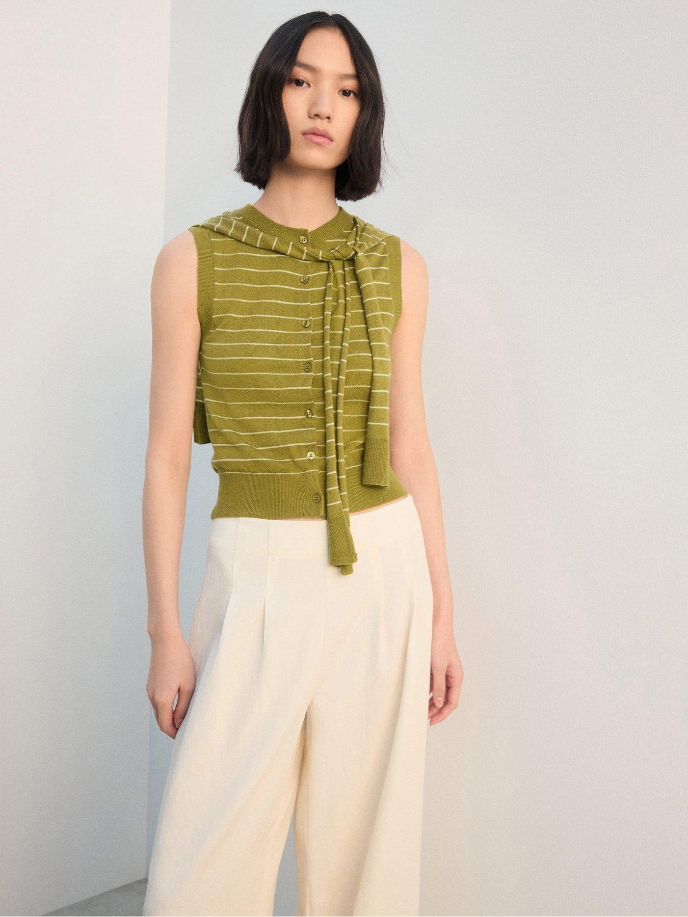 Mango Jersey-Knit Waistcoat - Green