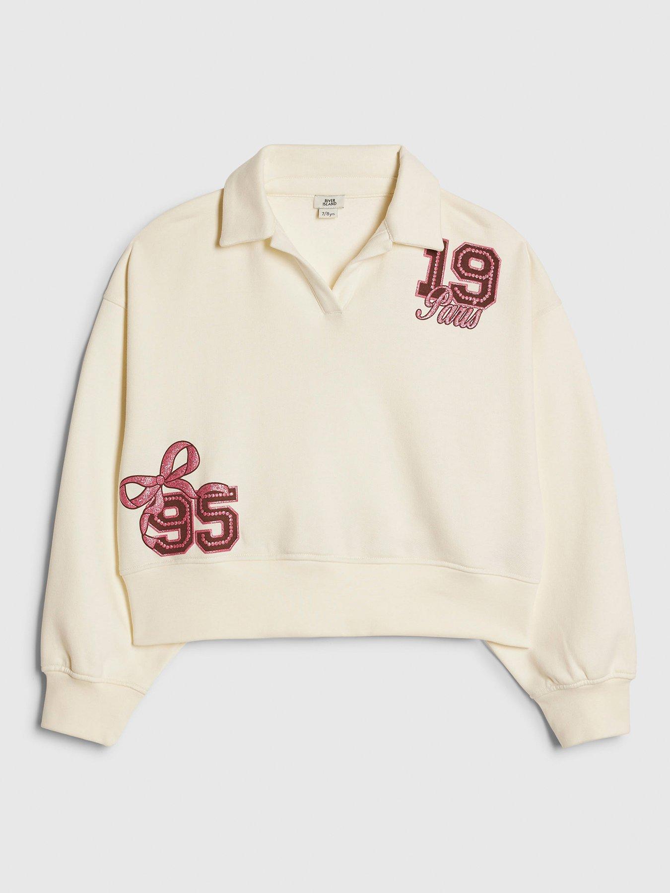River Island Older Girls 1995 Bow Polo Sweatshirt - White