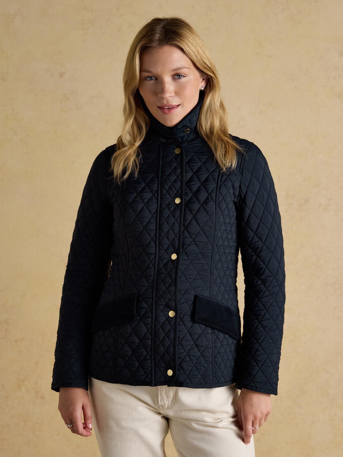 Image 1 of 7 of Joules Highclere Showerproof Diamond Quilted Jacket - Navy