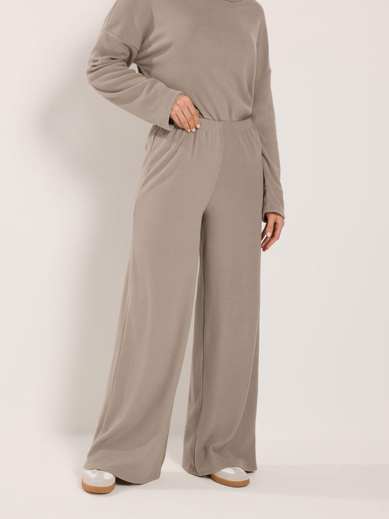 Image 1 of 5 of Long Tall Sally Tall Brushed Rib Wide Leg Trouser