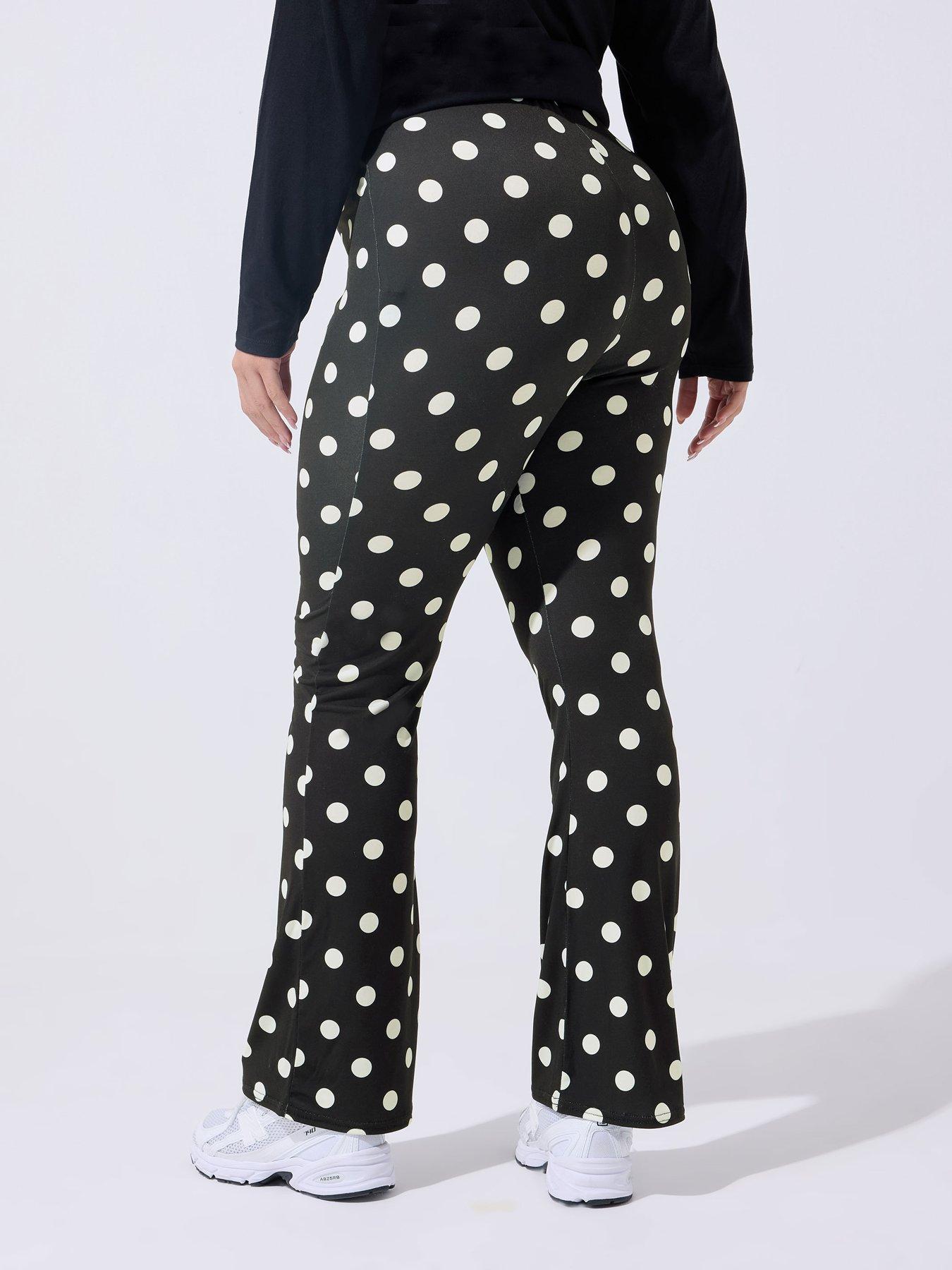 Image 2 of 5 of Yours Curve Polka Dot Flare Trouser - Black