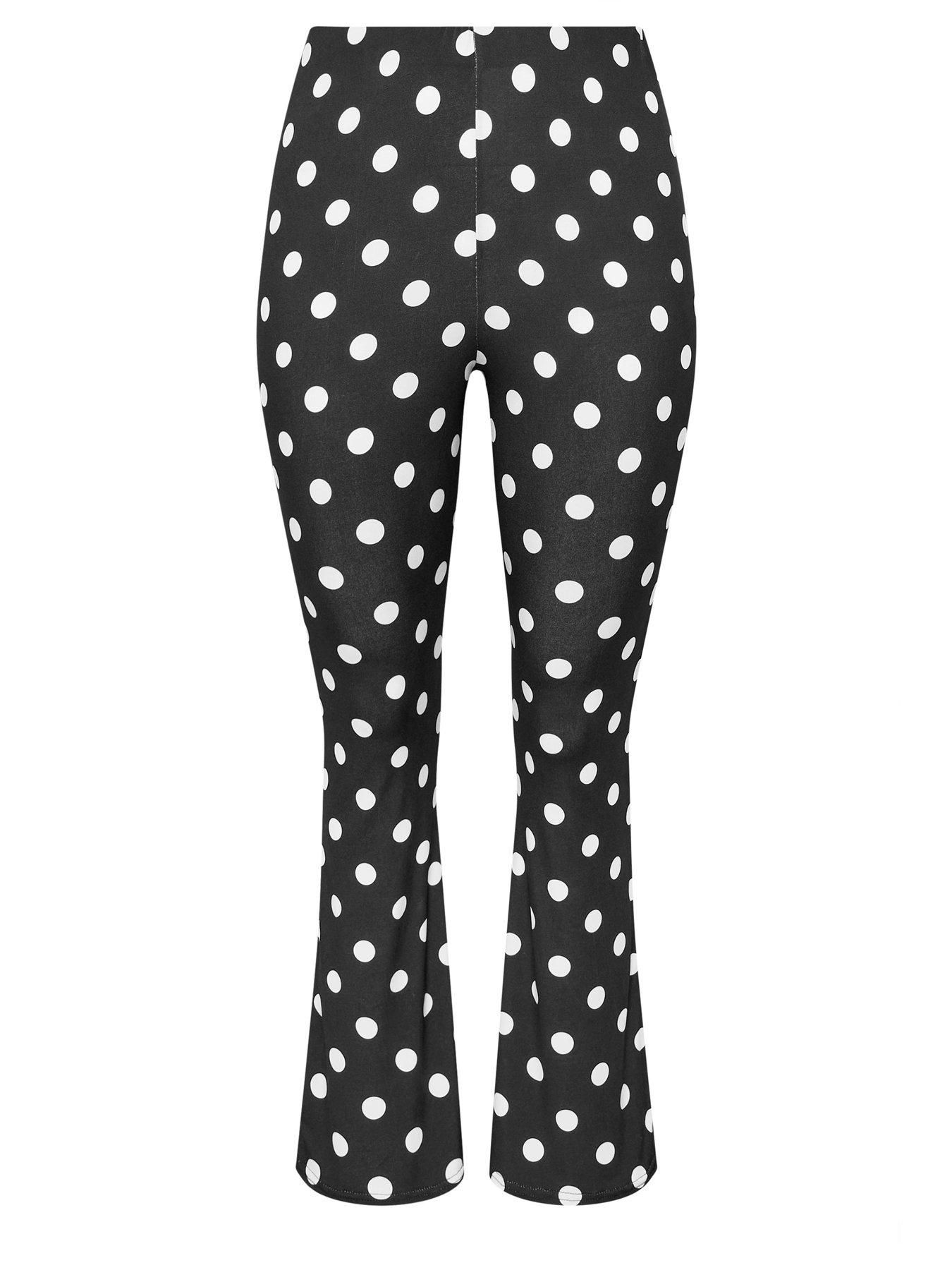 Image 5 of 5 of Yours Curve Polka Dot Flare Trouser - Black