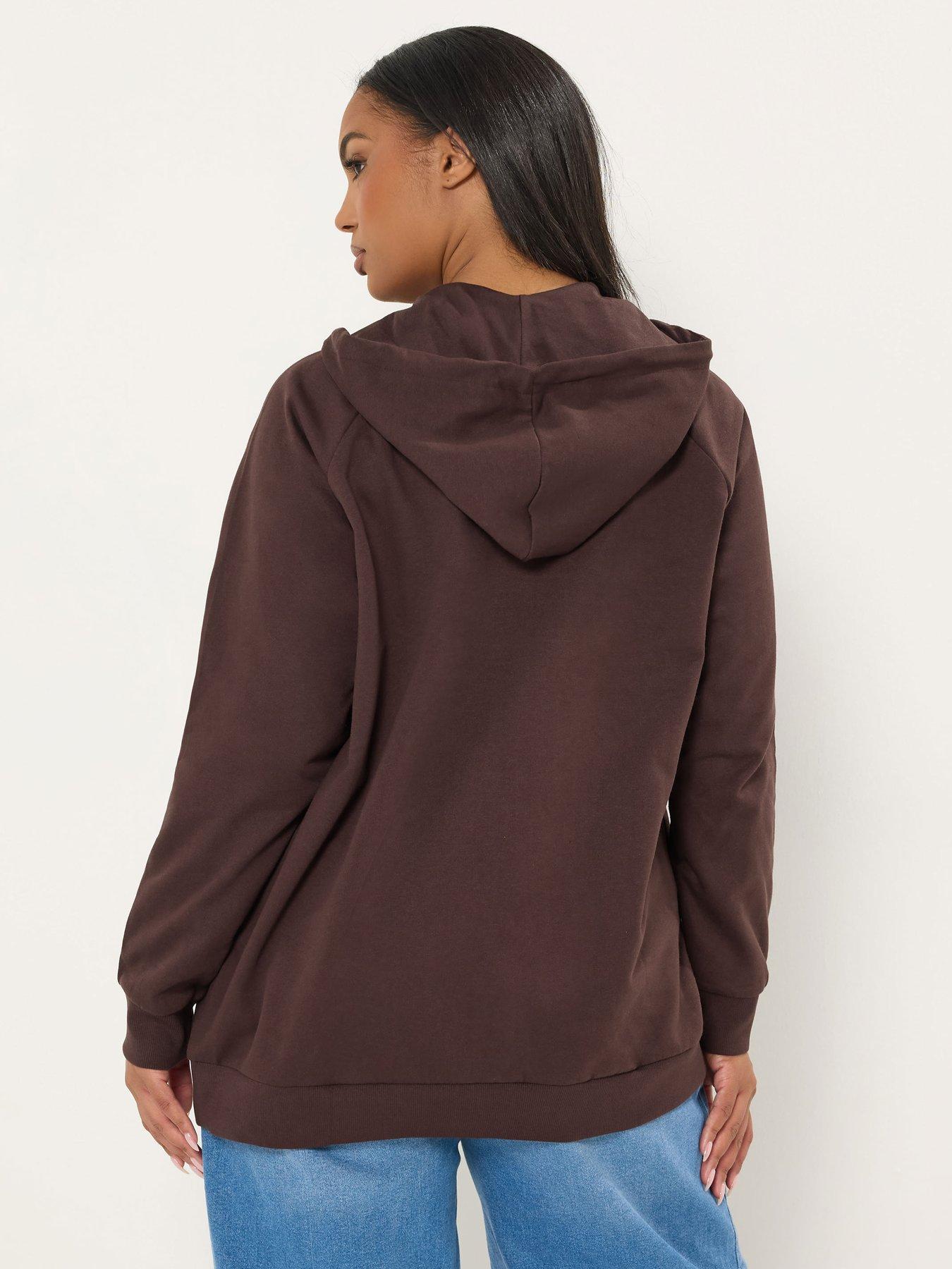 Image 2 of 5 of Yours Curve Zip Through Hoodie - Brown