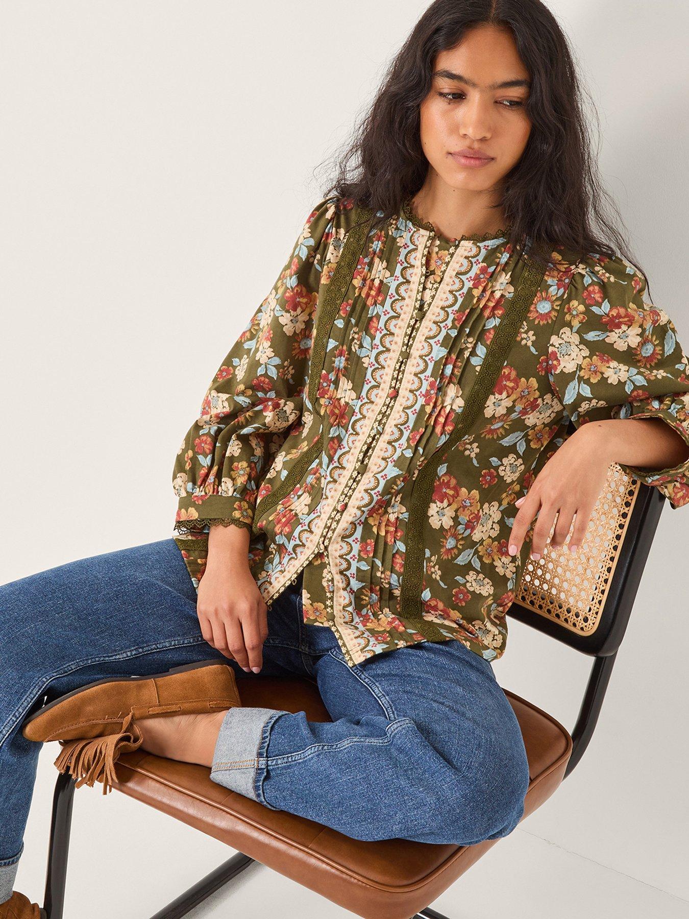 Monsoon Olive Floral Jersey Shirt