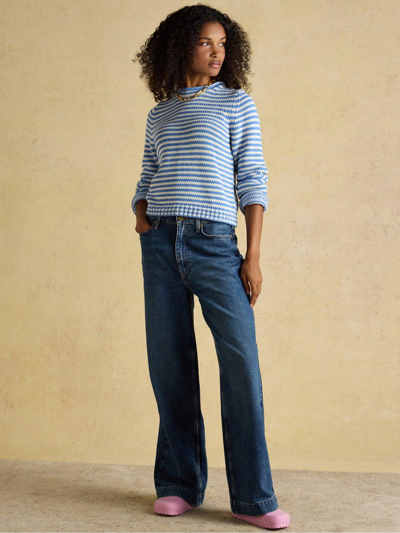 Image 3 of 5 of Joules Striped Cotton Knitted Crew Neck Jumper - Blue/White