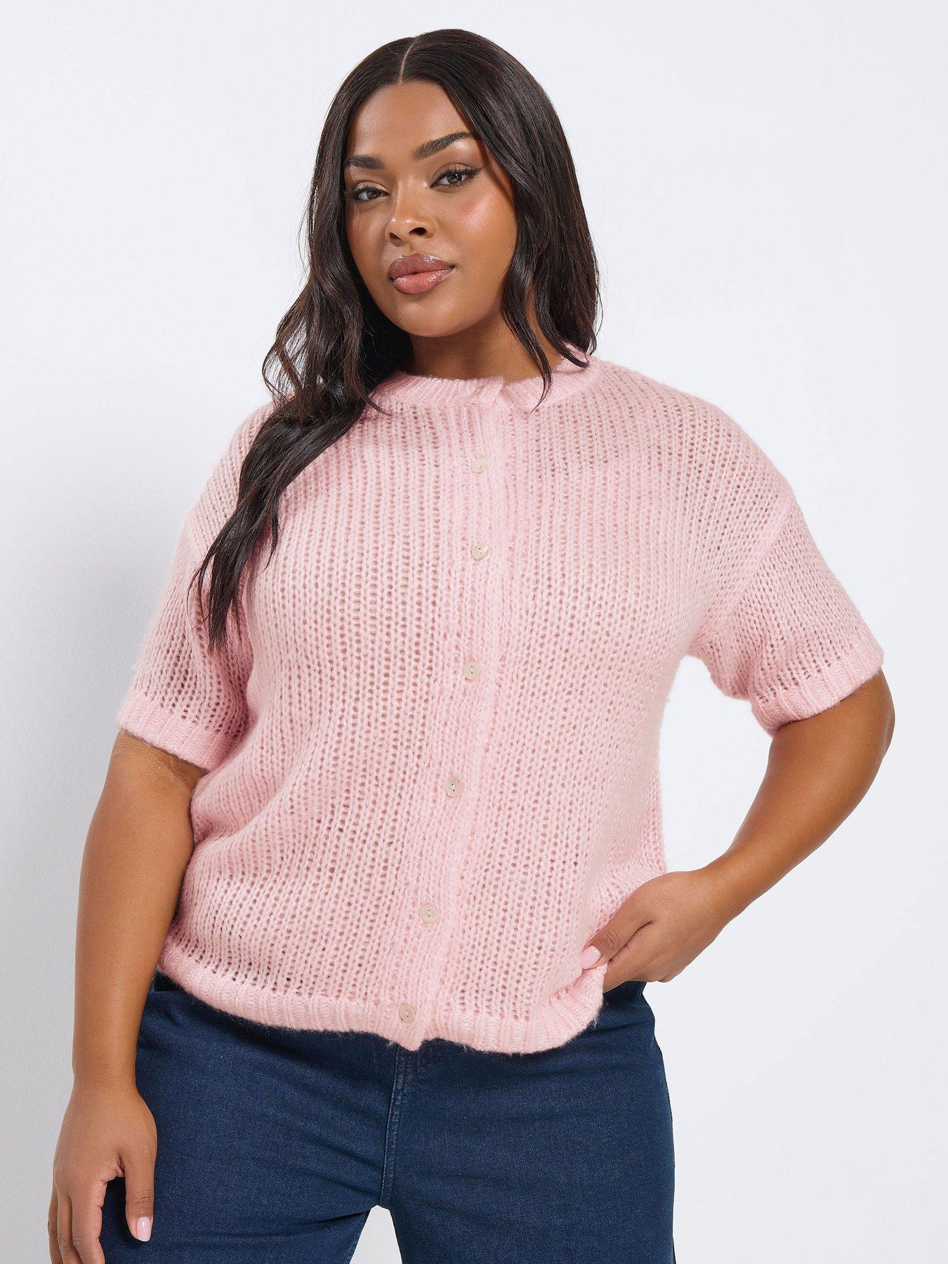 Yours Curve Short Sleeve Cardigan - Pink