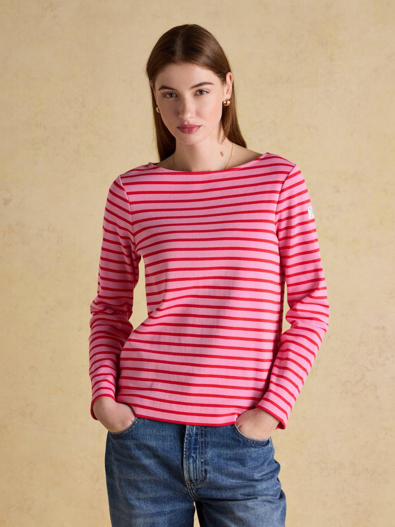 Joules Harbour Breton Stripe Top - Red/Pink