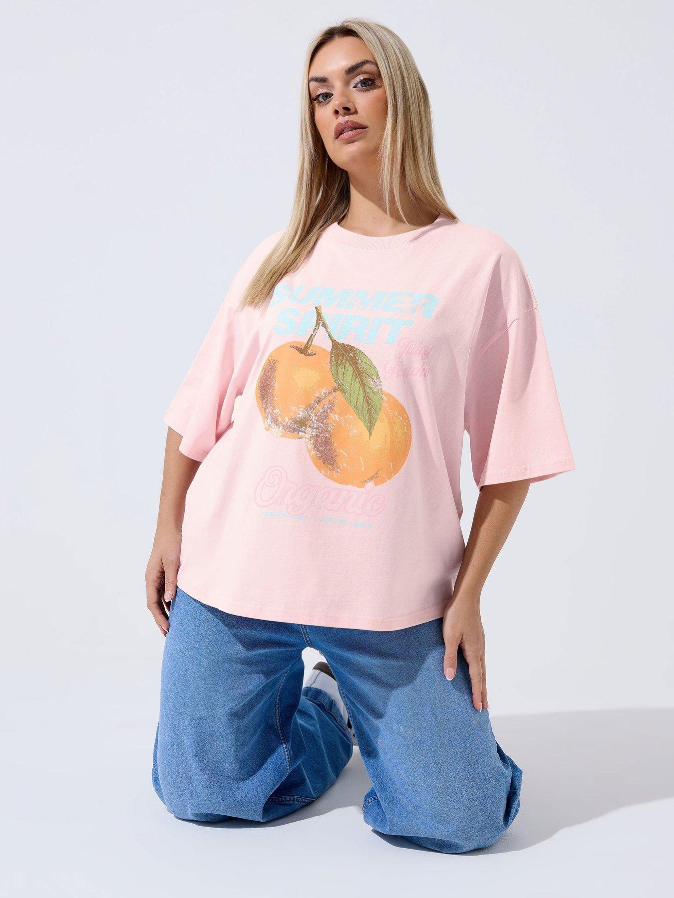 Yours Curve Summer Spirit Distressed T-Shirt - Orange