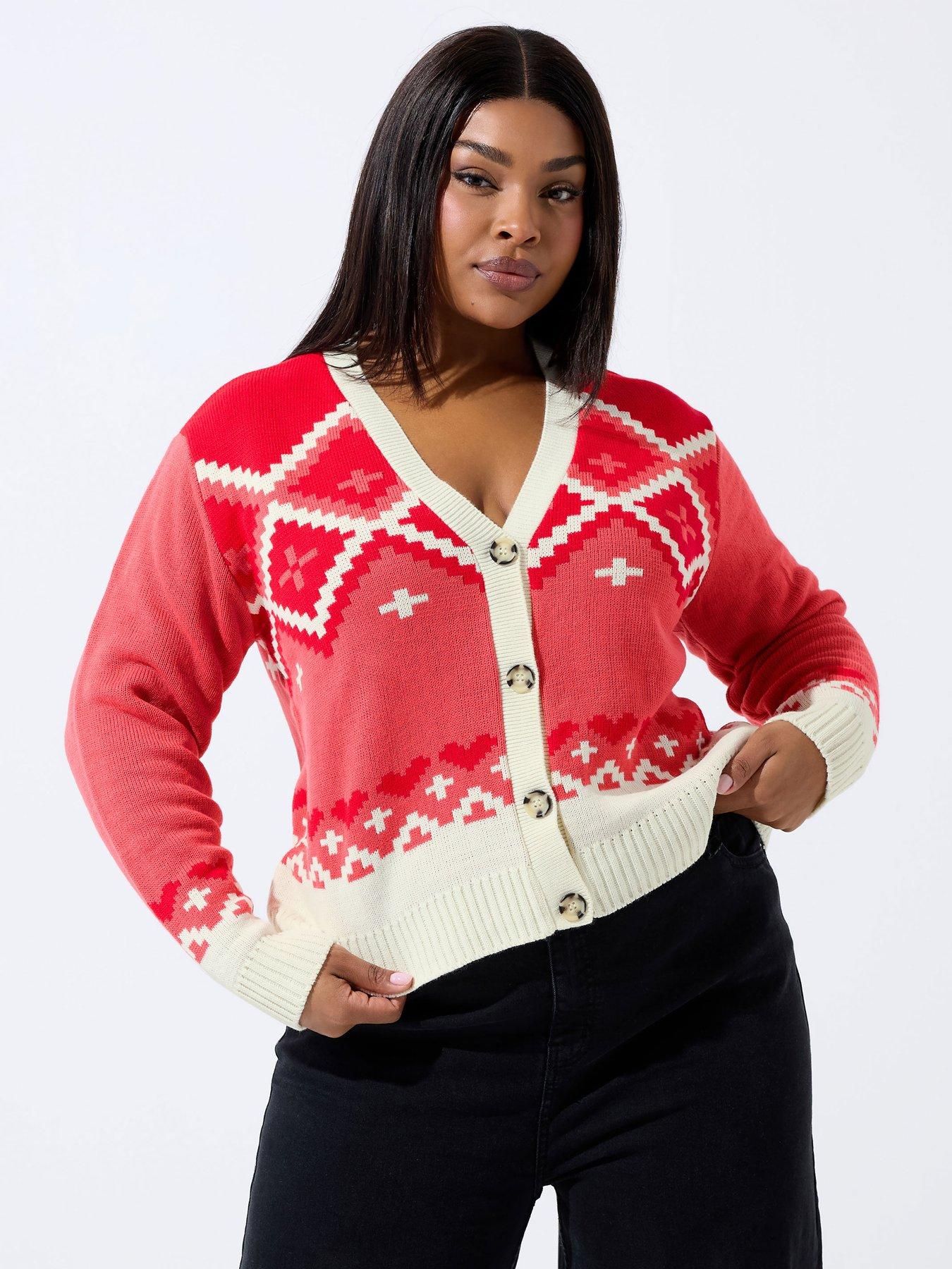 Yours Curve Fairisle Cardigan