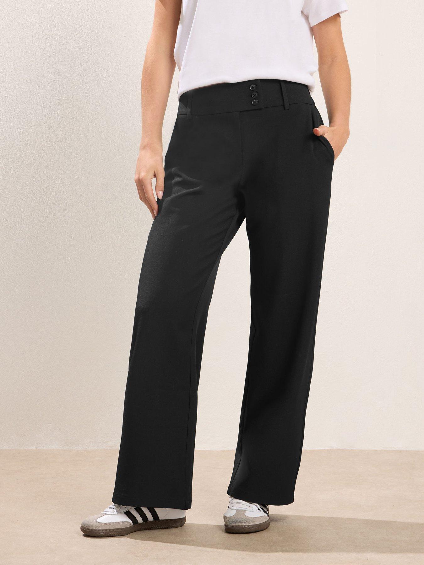 Image 1 of 5 of PixieGirl Petite Tab Wide Leg Trousers