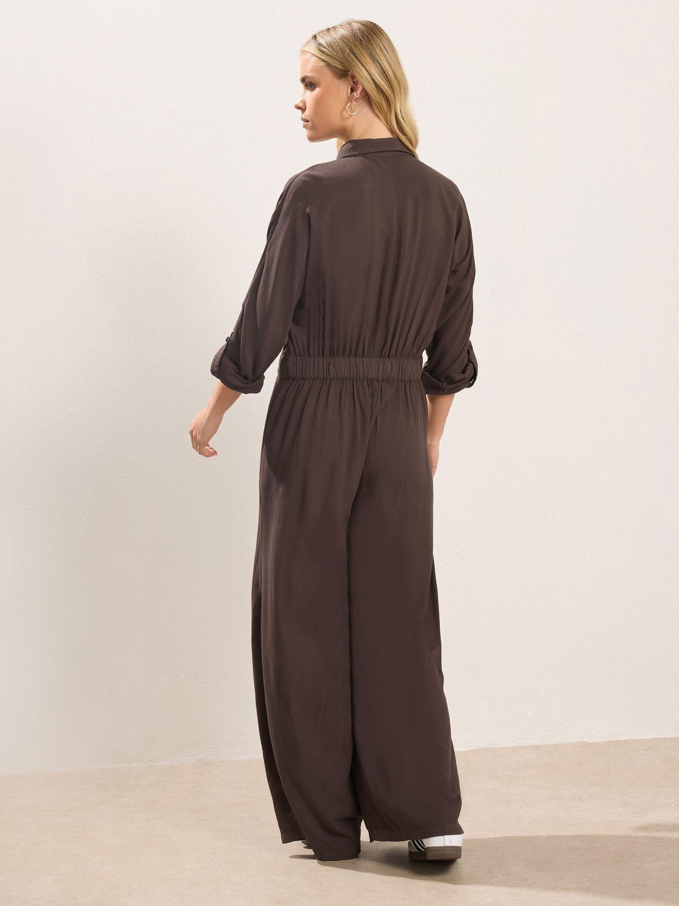 Image 2 of 5 of PixieGirl Petite Acid Wash Wide Leg Jumpsuit