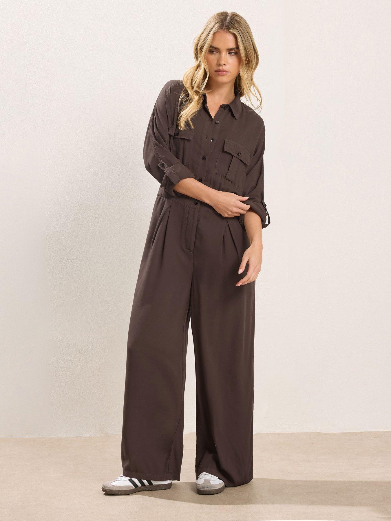 Image 3 of 5 of PixieGirl Petite Acid Wash Wide Leg Jumpsuit