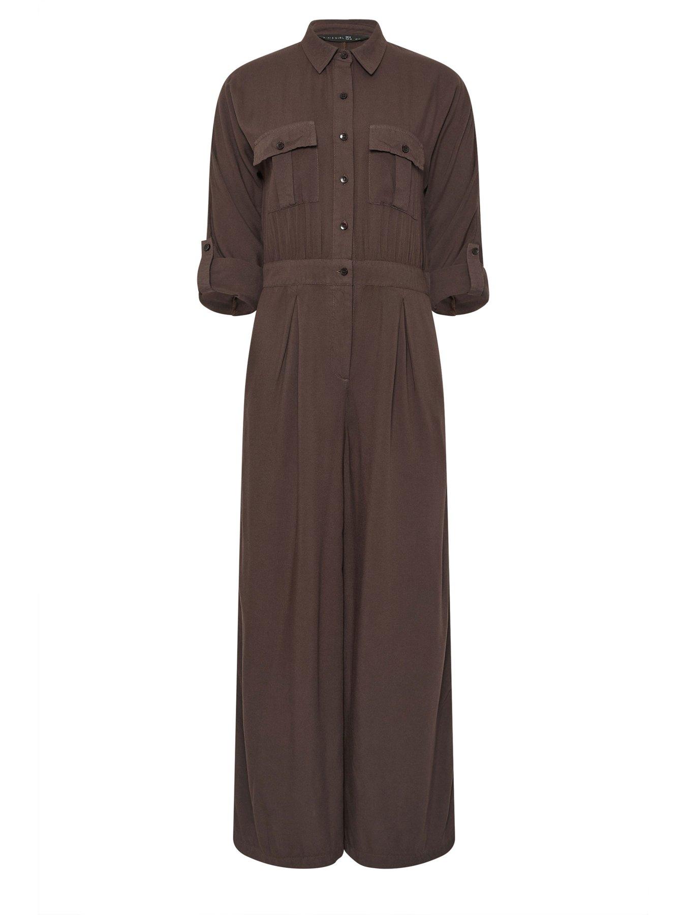 Image 5 of 5 of PixieGirl Petite Acid Wash Wide Leg Jumpsuit