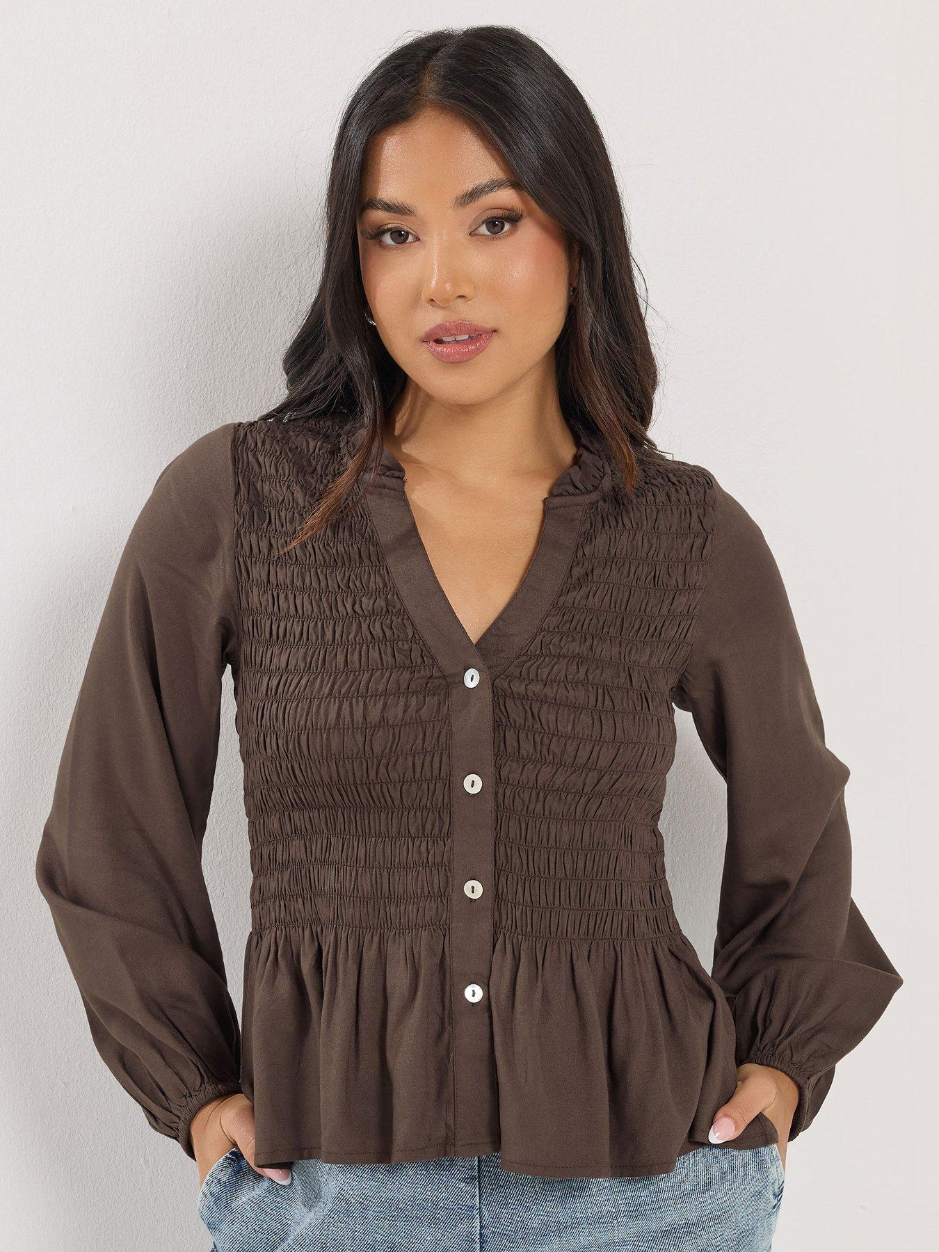 PixieGirl Petite Shirred Long Sleeve Shirt