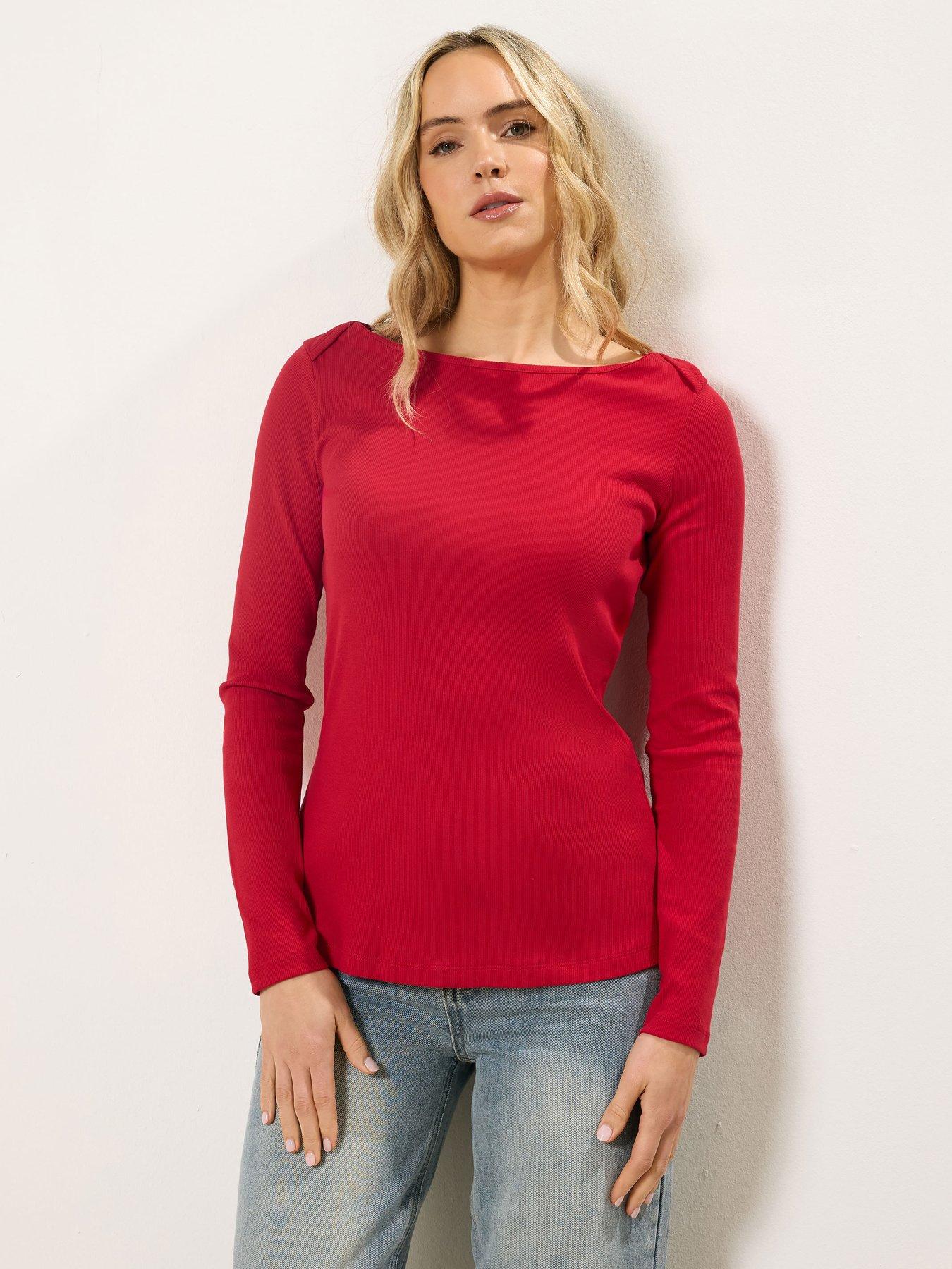 Long Tall Sally Tall Rib Slash Neck T-shirt