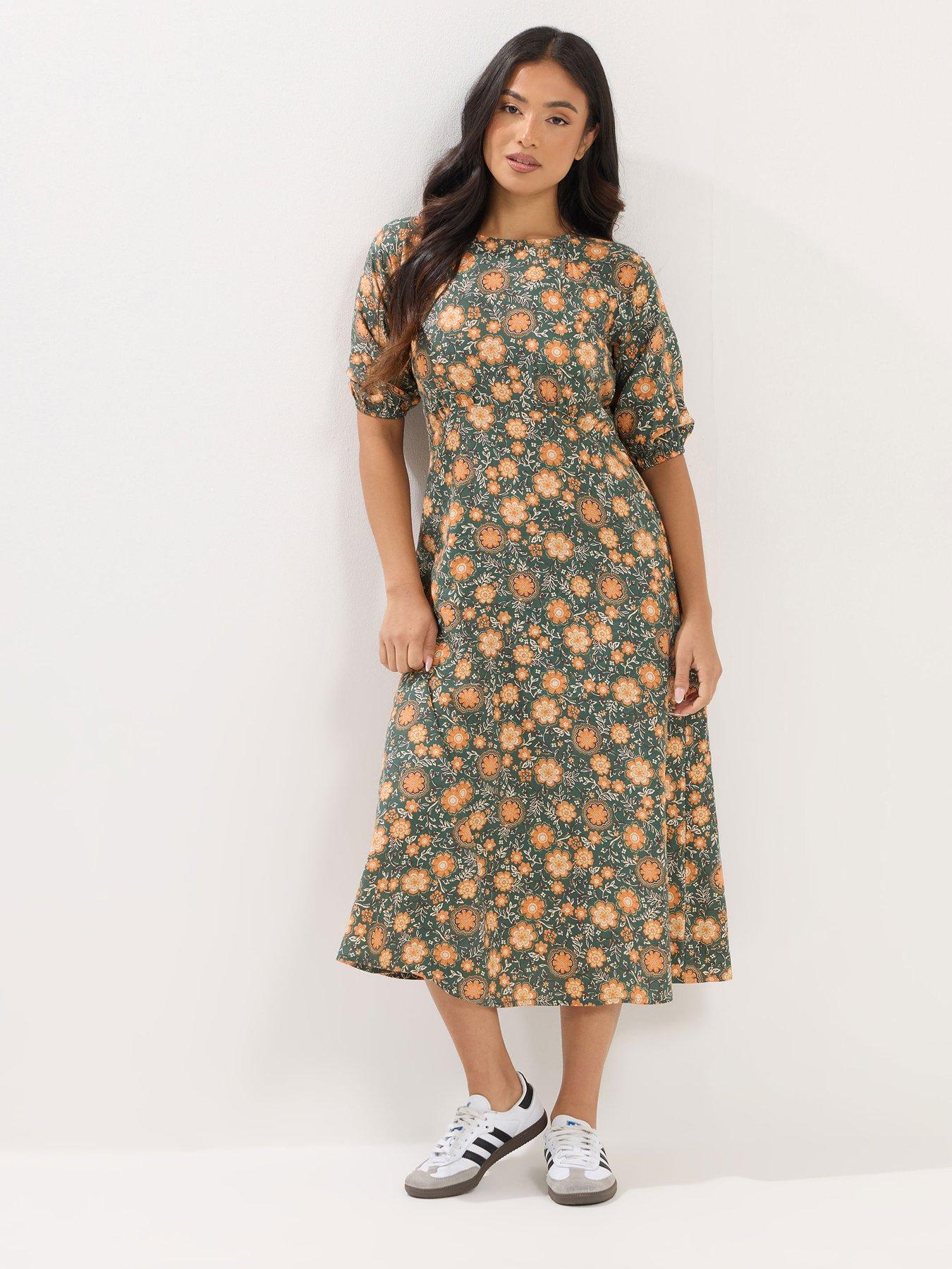 PixieGirl Petite Tapestry Floral Empire Midi Dress