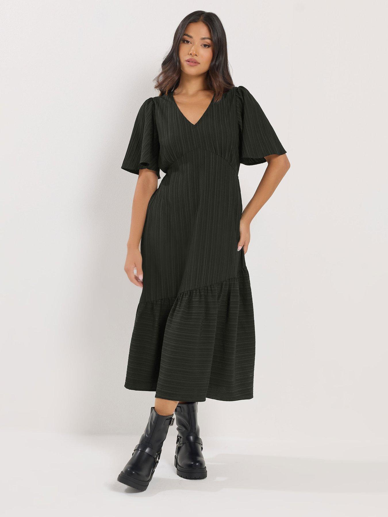 Image 1 of 5 of PixieGirl Petite Crinkle Midi Dress