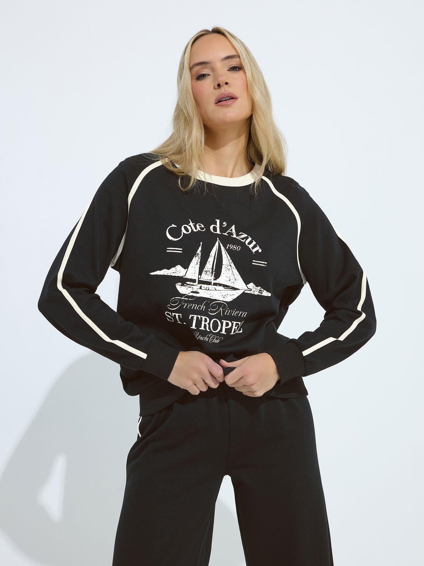 Long Tall Sally Nautical Pipe Sweatshirt - Black