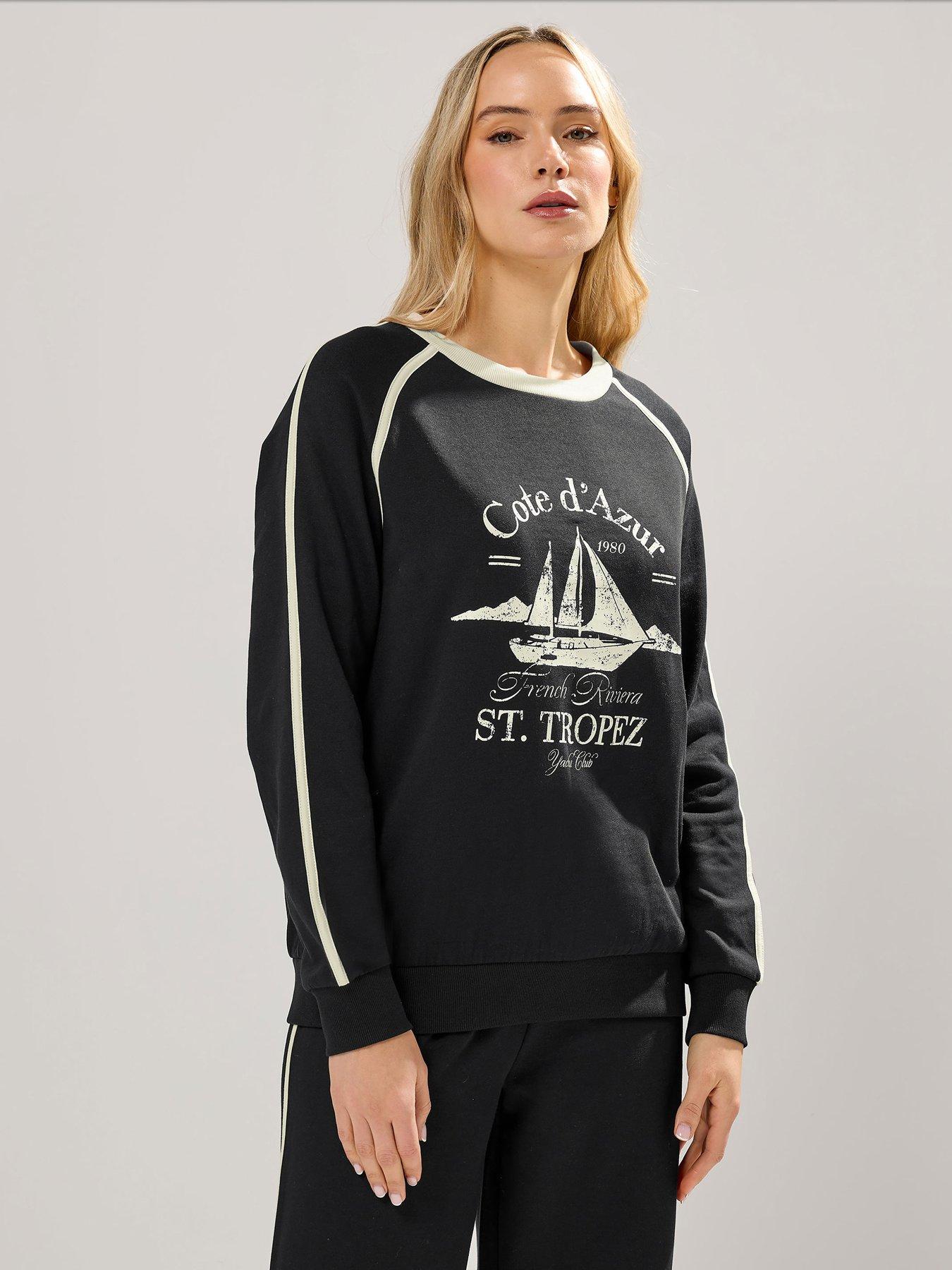 Long Tall Sally Nautical Pipe Sweatshirt - Black