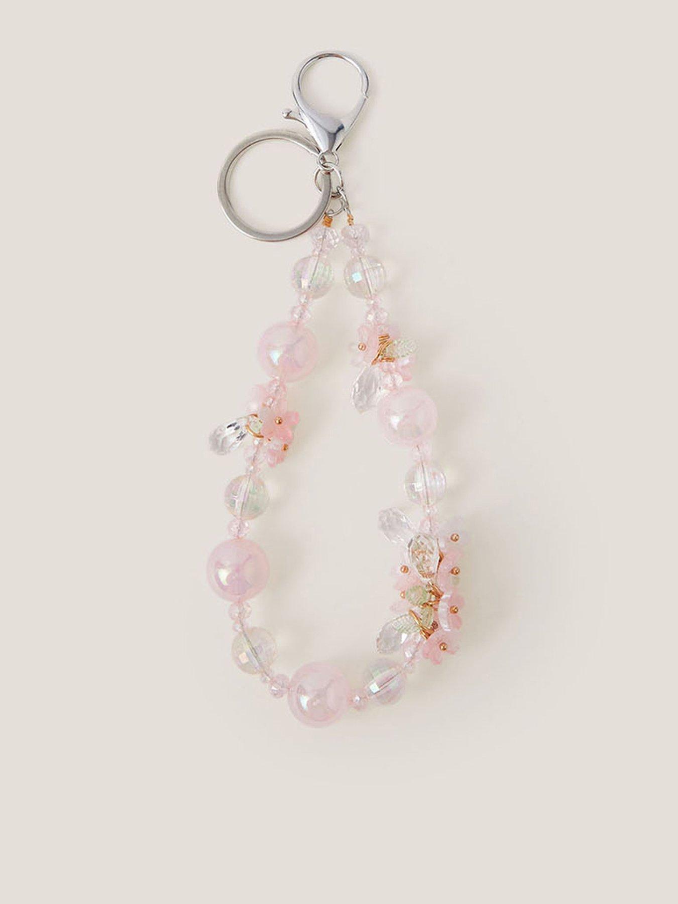 Monsoon Girls Flower Bead Bag Charm - Pink