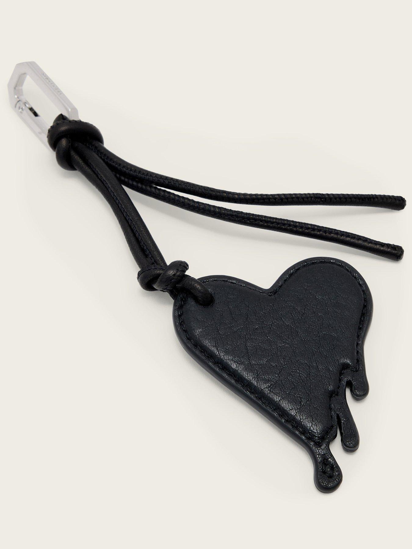 AllSaints Drip Heart Leather Keyring - Black