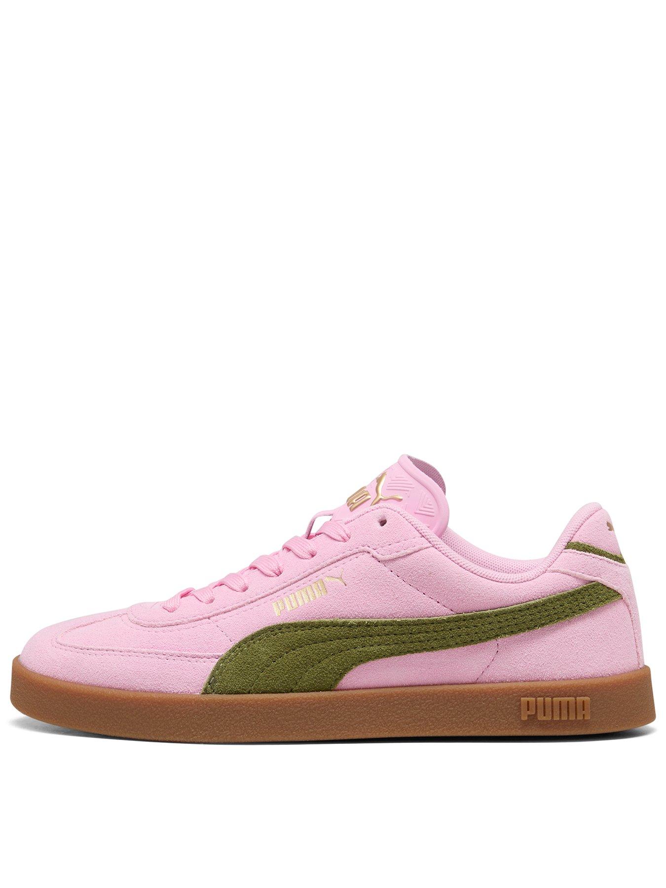 Puma: Womens Club II Era Suede Trainer - Green/Pink