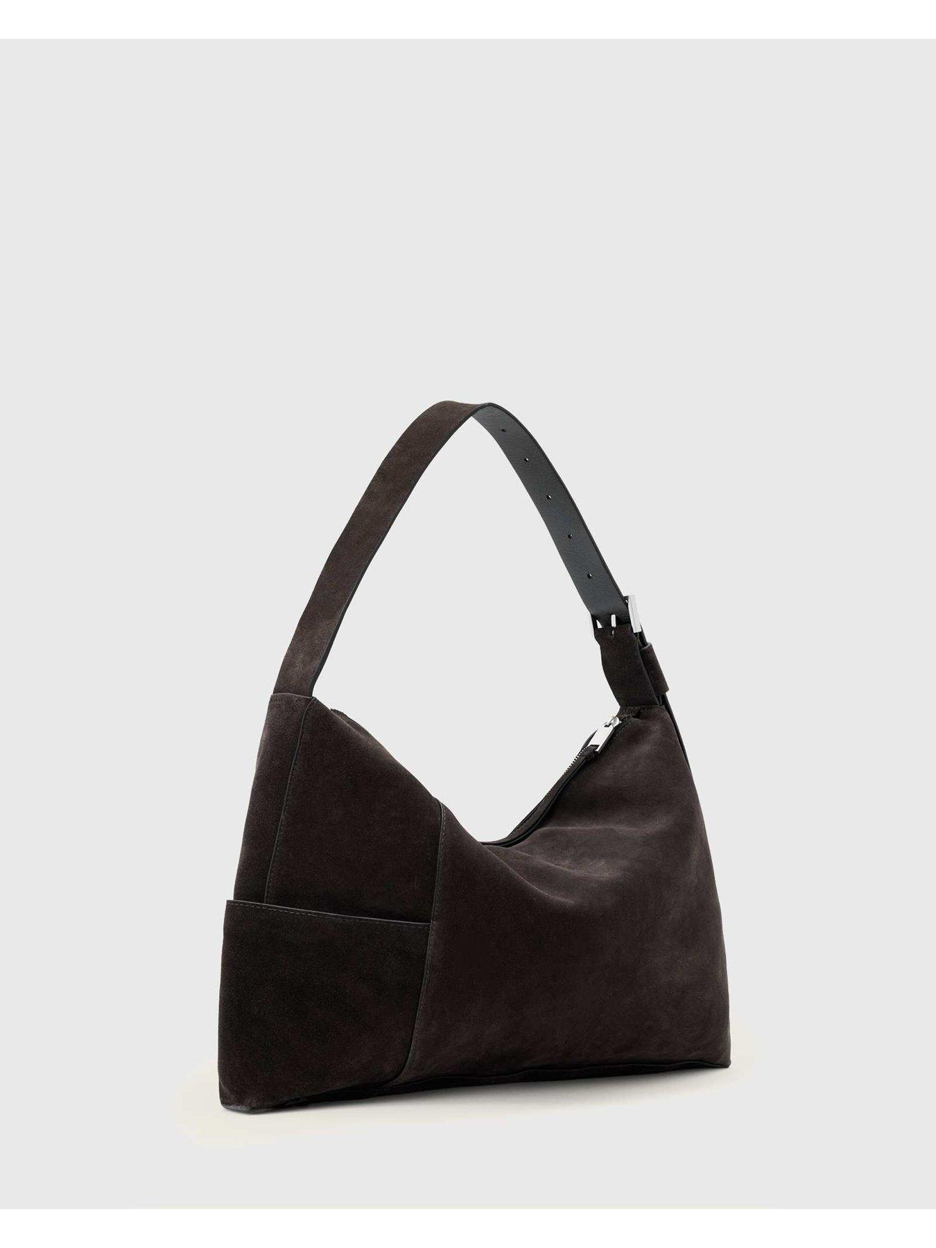 Image 4 of 5 of AllSaints Alba Suede Shoulder Bag - Brown