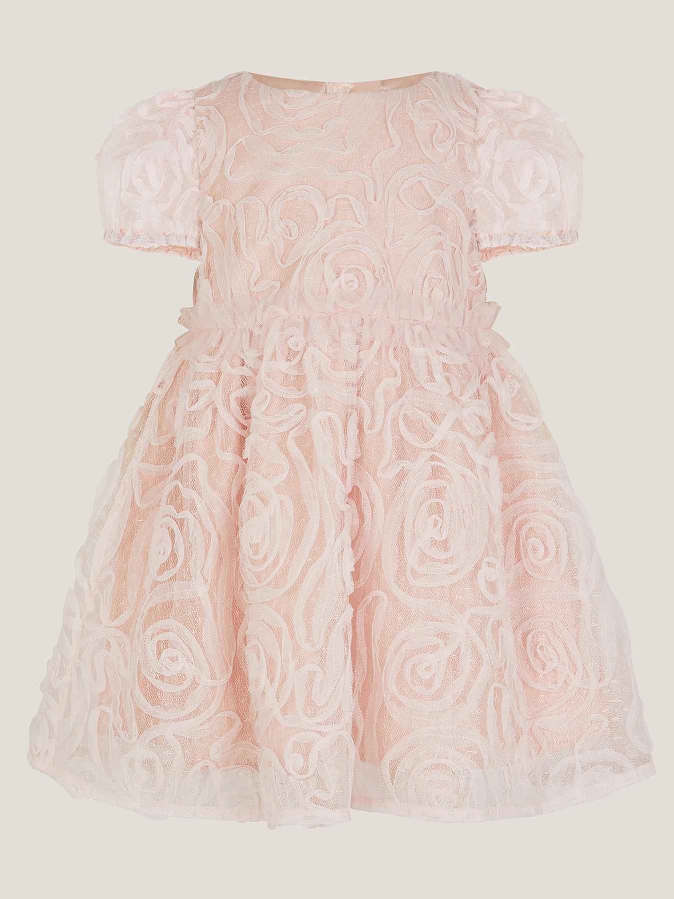 Monsoon Baby Girls Constance 3D Rose Dress - Pink