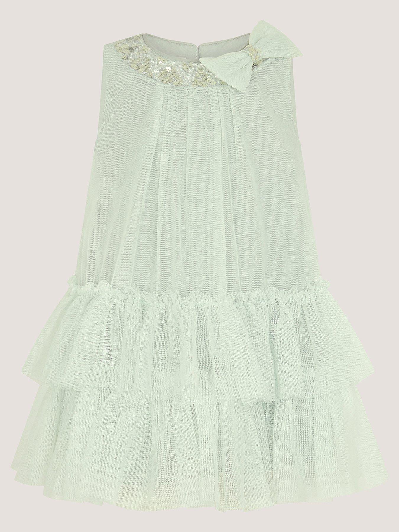 Monsoon Baby Girls Sequin Alex Swing Dress - Light Green