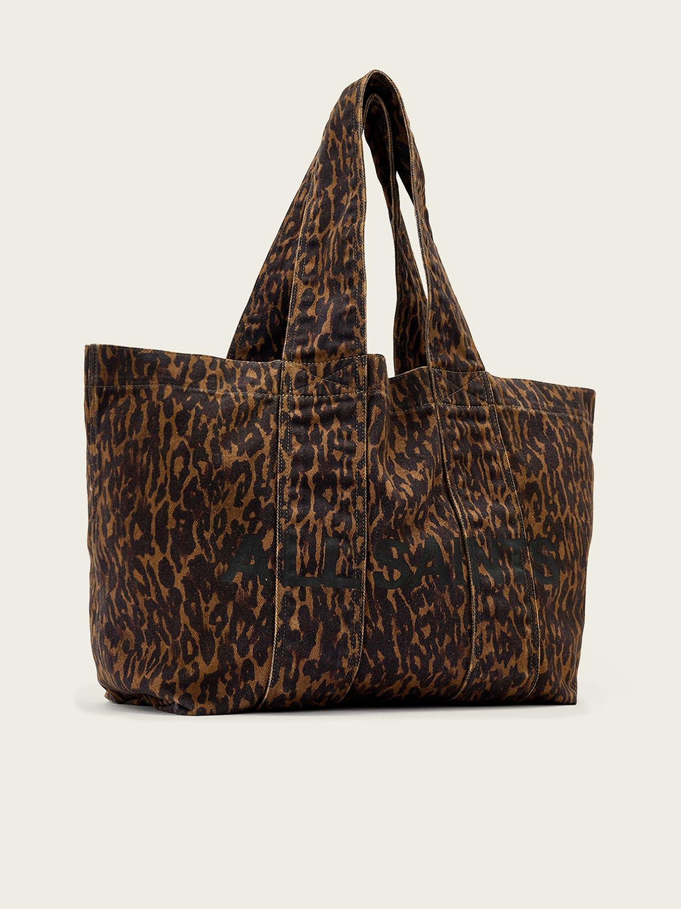 AllSaints Izzy Leopard Print Denim Tote Bag - Brown