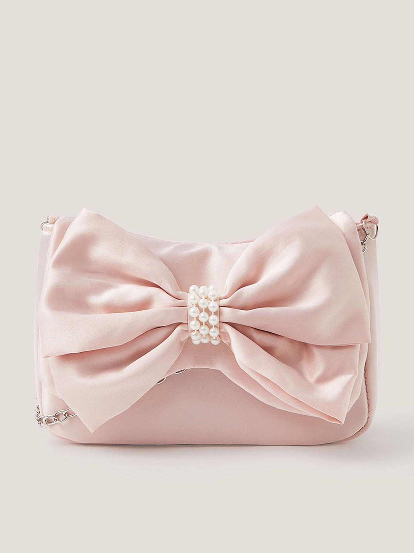 Monsoon Girls Double Pearly Bow Bag - Pink