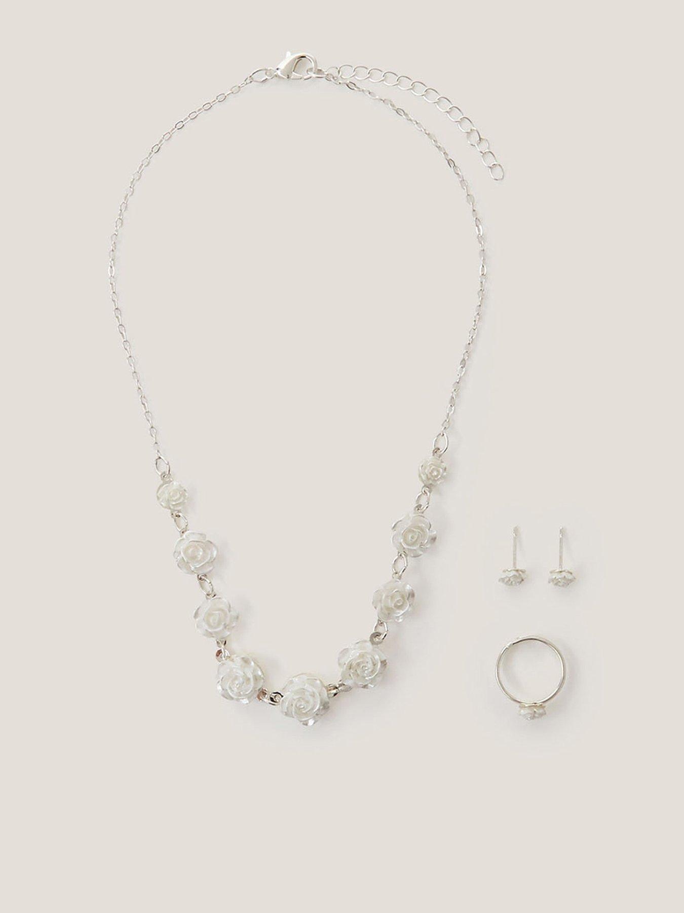 Monsoon Girls Multi Rose Jewellery Set - Light Cream