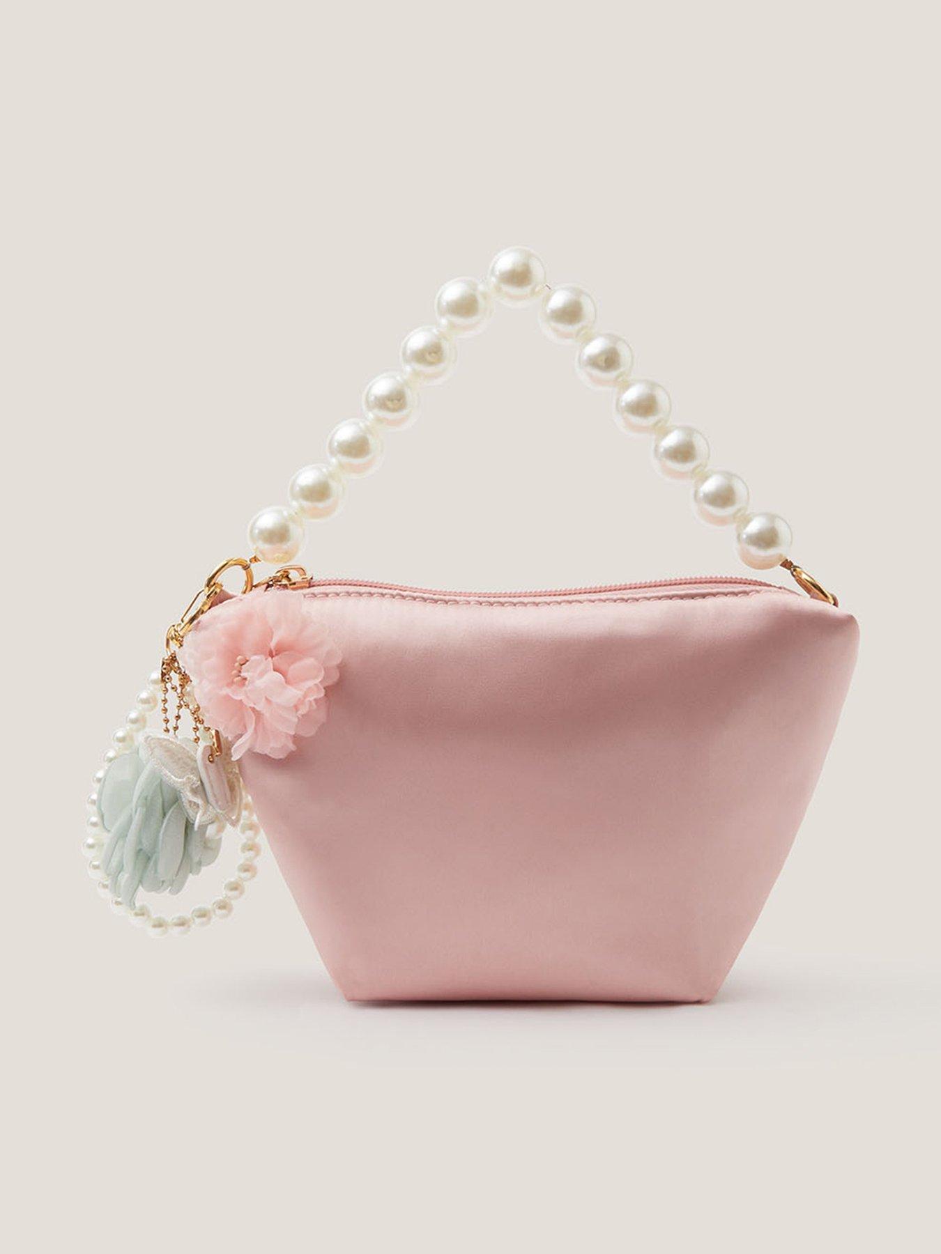 Monsoon Girls Satin Pearl Charm Bag - Pink