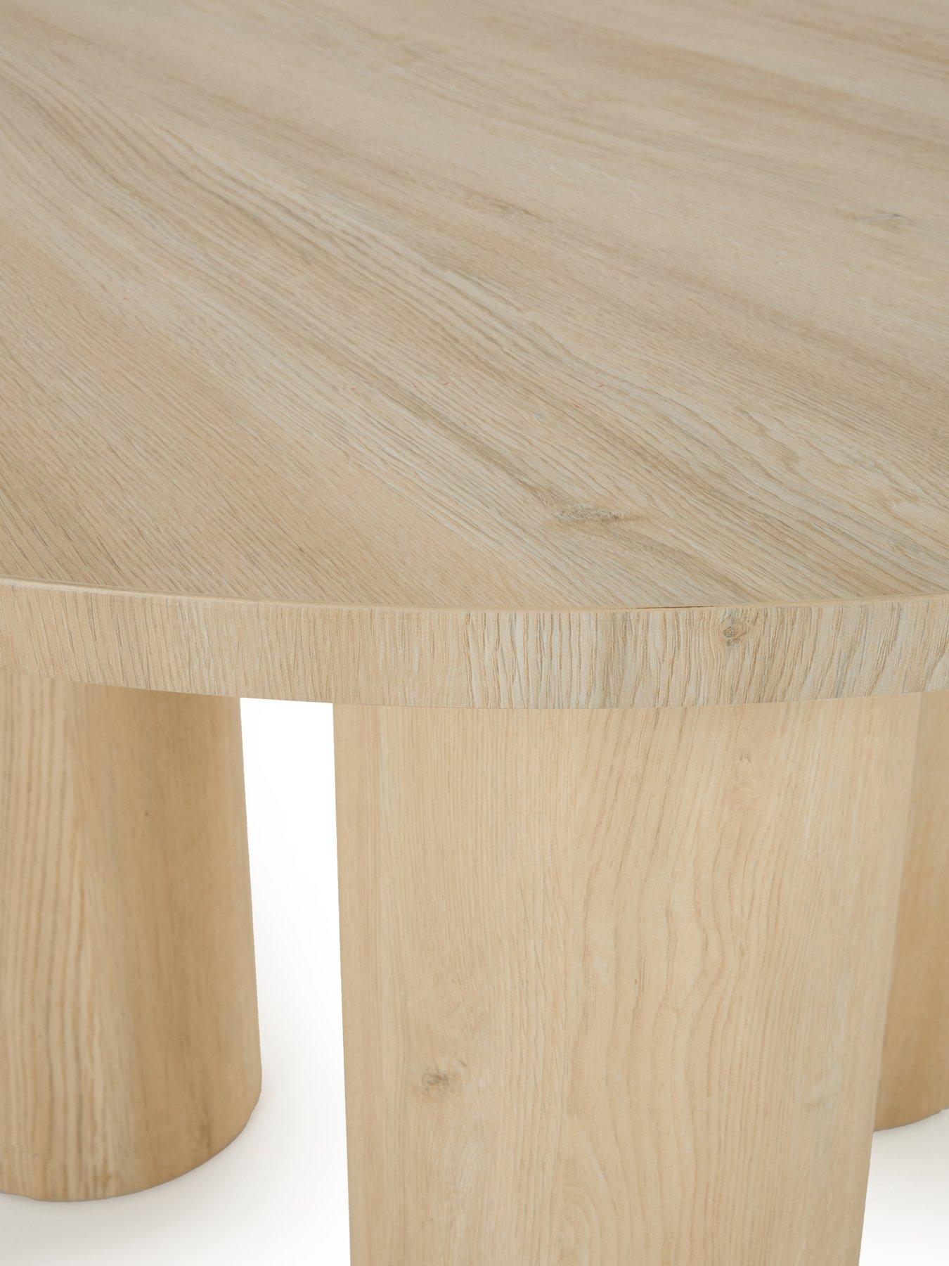 Image 4 of 5 of The Very Collection Arley 120 cm Round Dining Table + 4 Nell Boucle Dining Chairs - White Wash Oak/Cream - FSC&reg; Certified