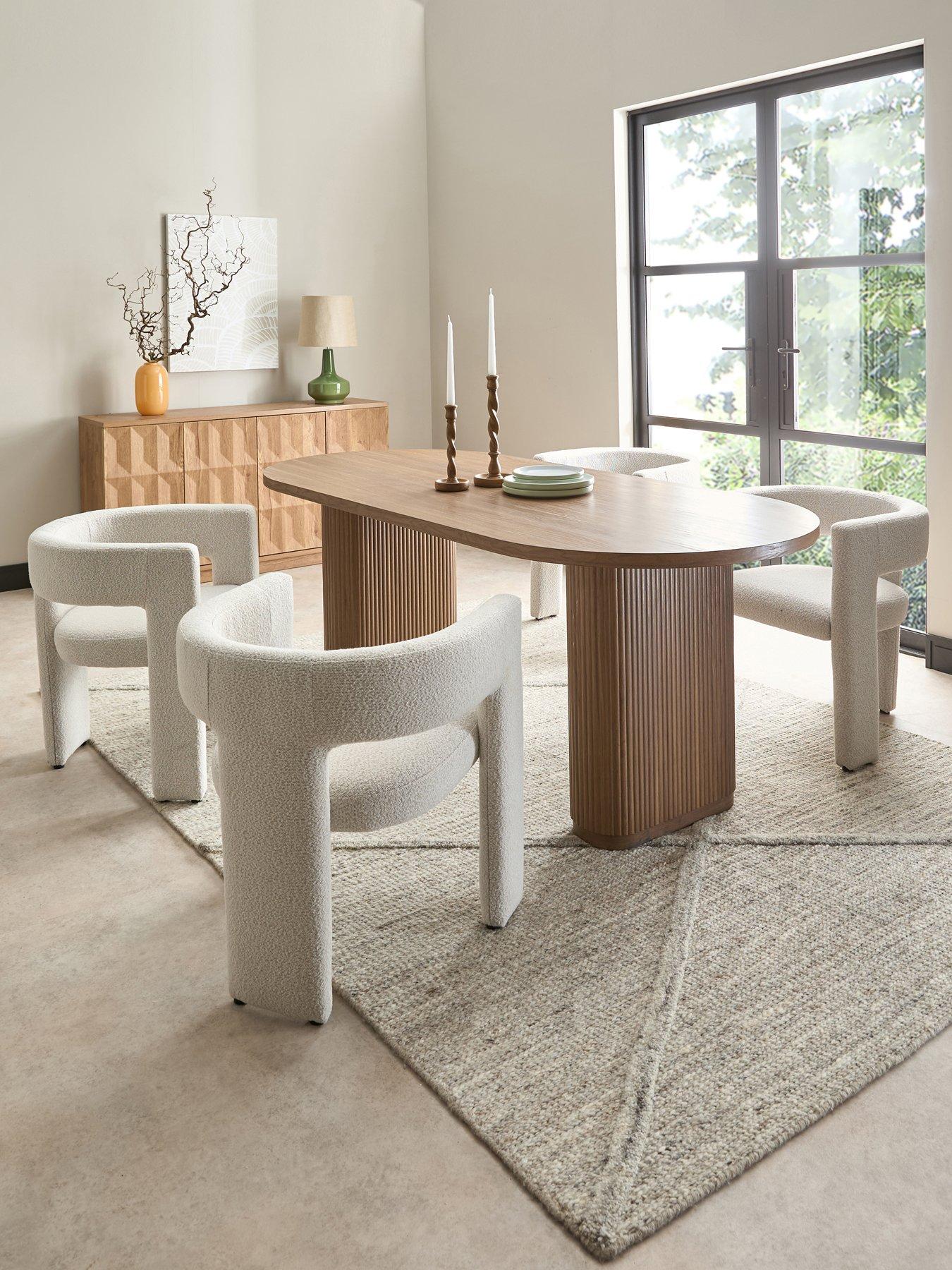 Image 1 of 8 of The Very Collection Carina Mid Oak 200cm Oval Dining Table And 4 Nell Boucle Chairs - FSC&reg; Certified