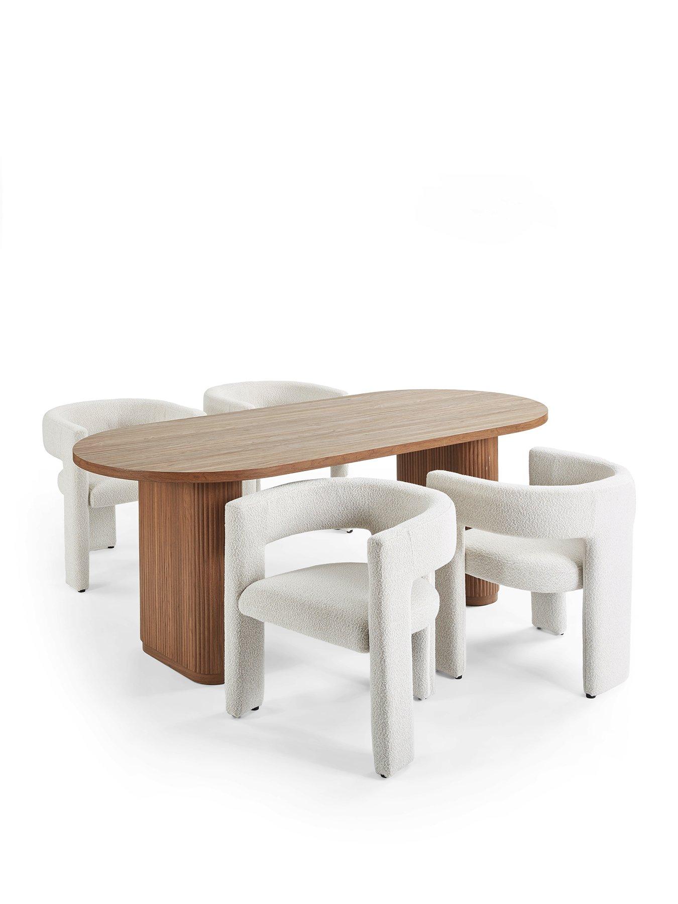 Image 2 of 8 of The Very Collection Carina Mid Oak 200cm Oval Dining Table And 4 Nell Boucle Chairs - FSC&reg; Certified
