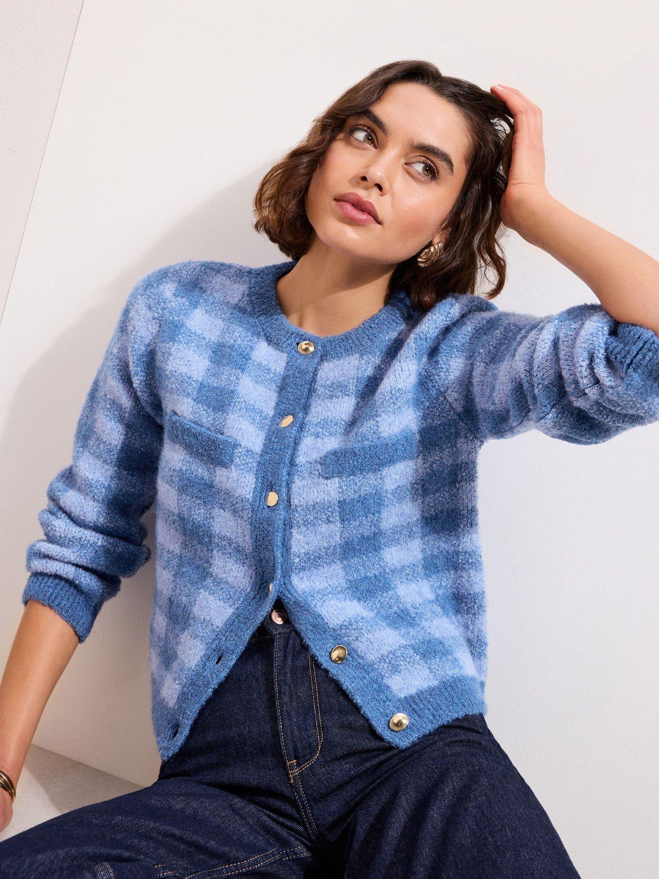 Friends Like These Checkerboard Cardigan - Blue