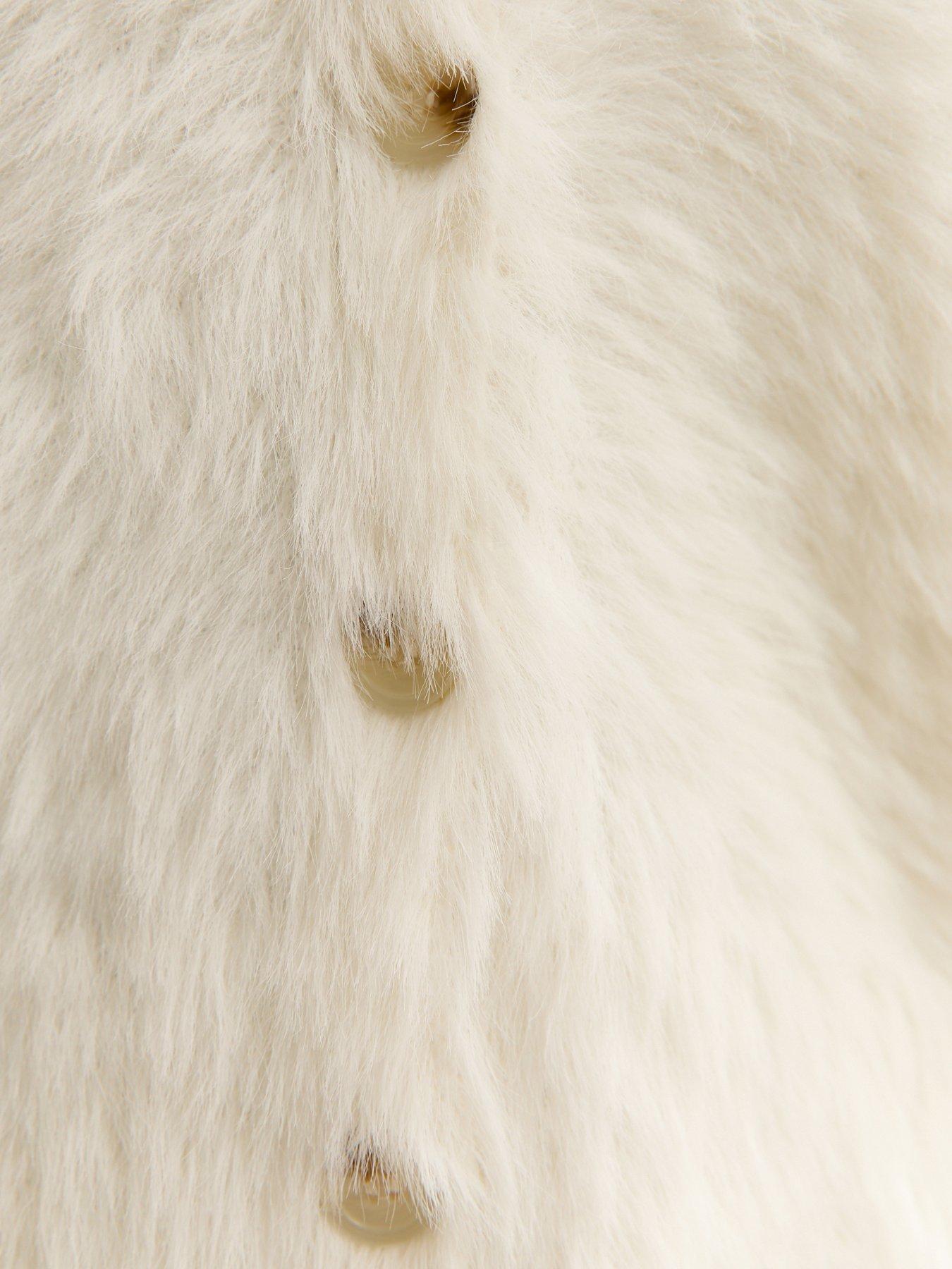Image 5 of 5 of New Look Super Fluffy Button Up Cardigan - Cream
