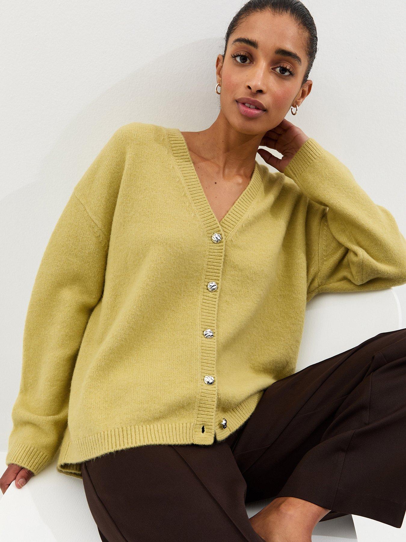 New Look V-Neck Boyfriend Cardigan - Green