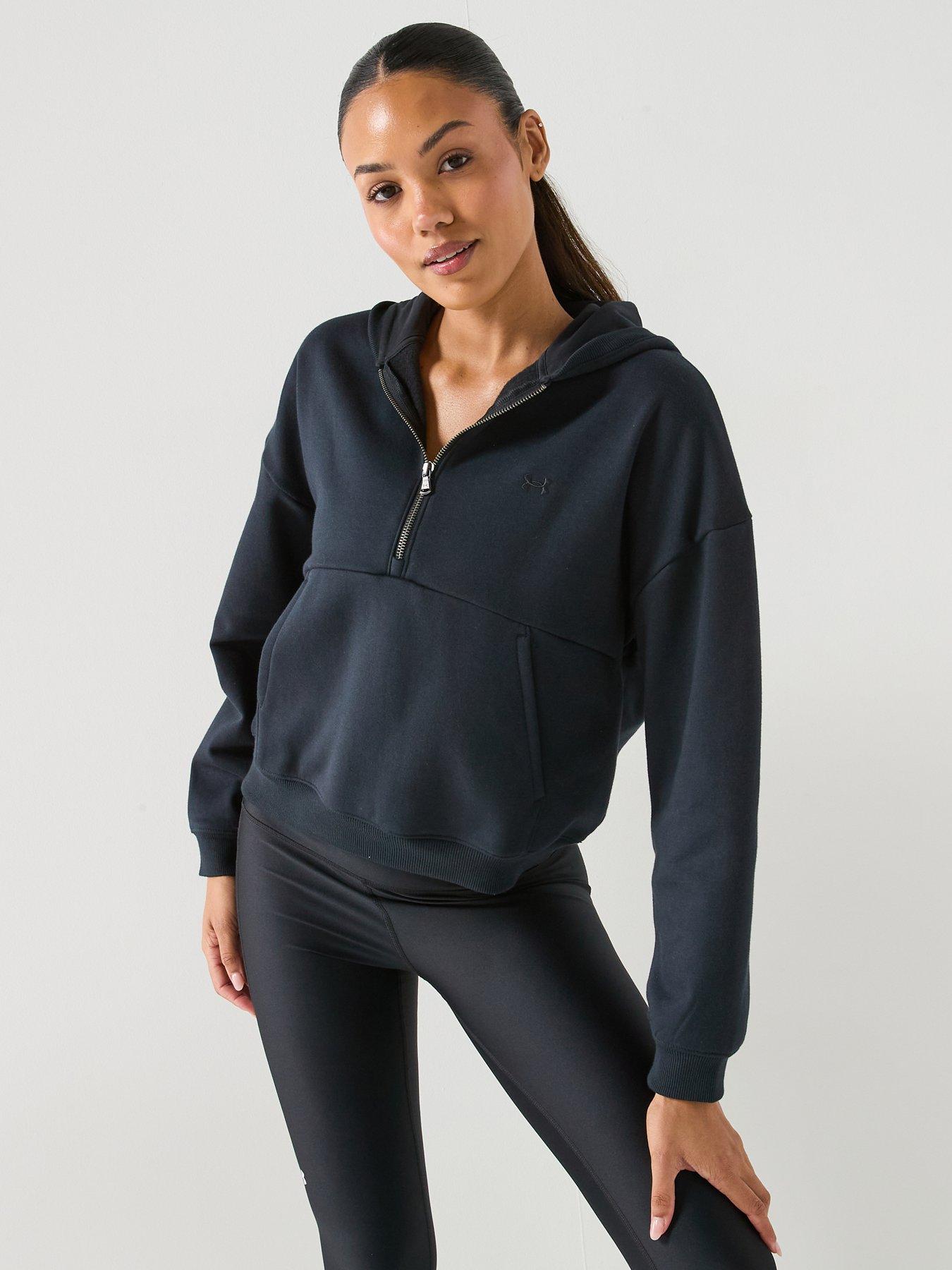 UNDER ARMOUR Womens Icon Fleece Long Sleece Top, Black, Size Xl, Women