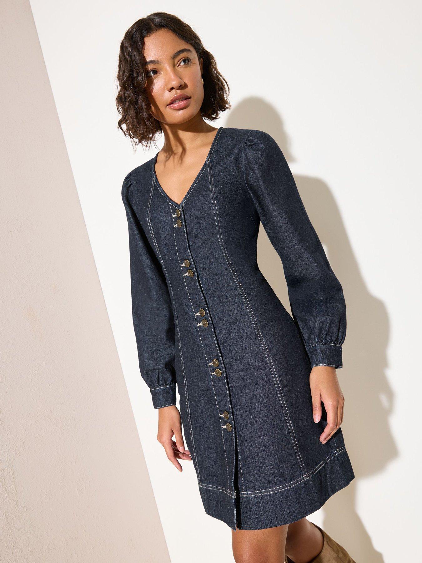 Image 3 of 5 of Friends Like These Denim Mini Dress - Blue