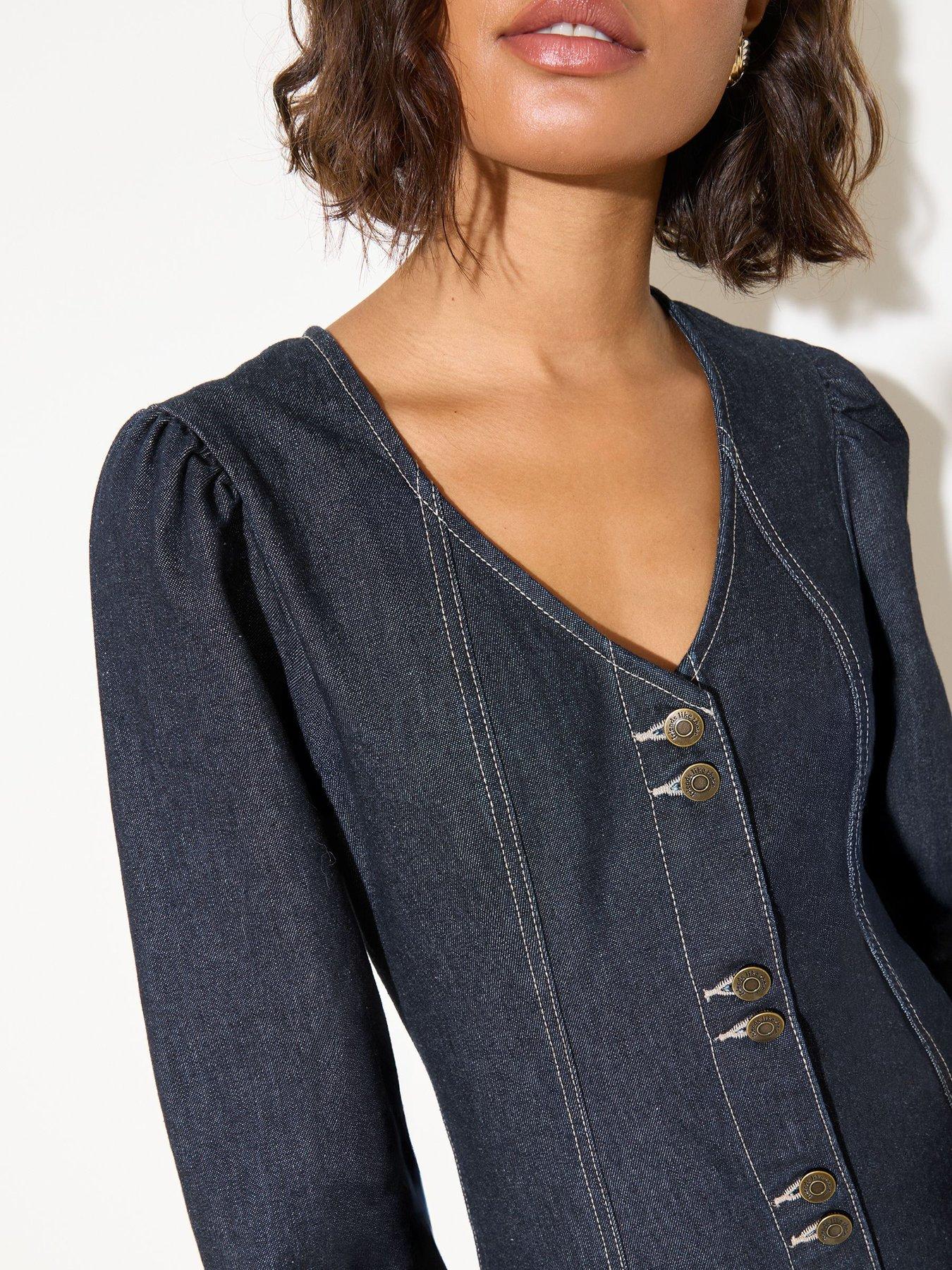 Image 5 of 5 of Friends Like These Denim Mini Dress - Blue