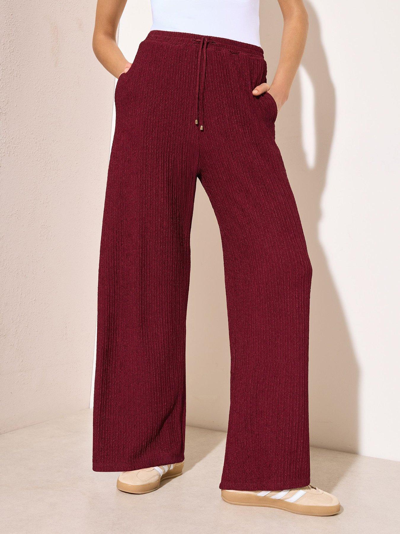 Friends Like These Ripple Textured Trousers - Berry Red