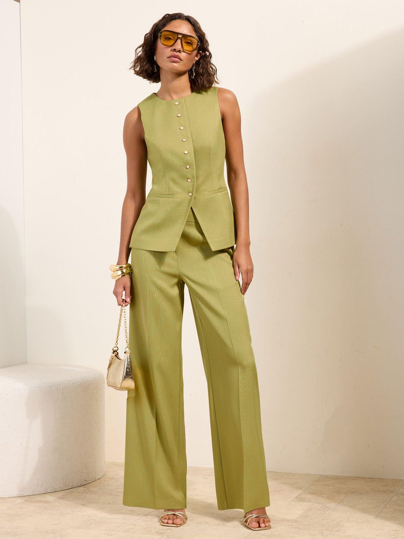Image 3 of 5 of Friends Like These Cross Hatch Trousers - Green